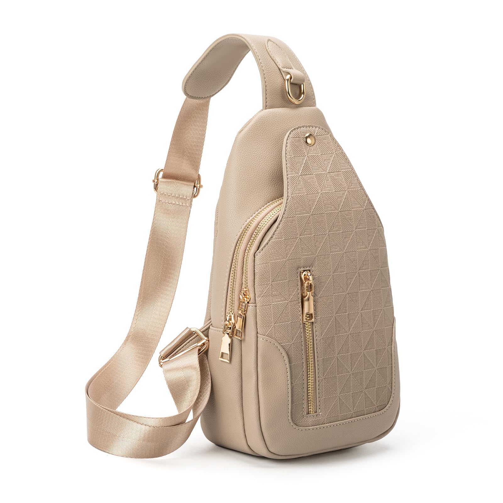 Anck Riñonera Bandolera para Mujer, Bolso Pequeño en el Pecho, Diseño a Cuadros, 9829-G-YH-Khaki, Estilo Casual, Moda Relajada