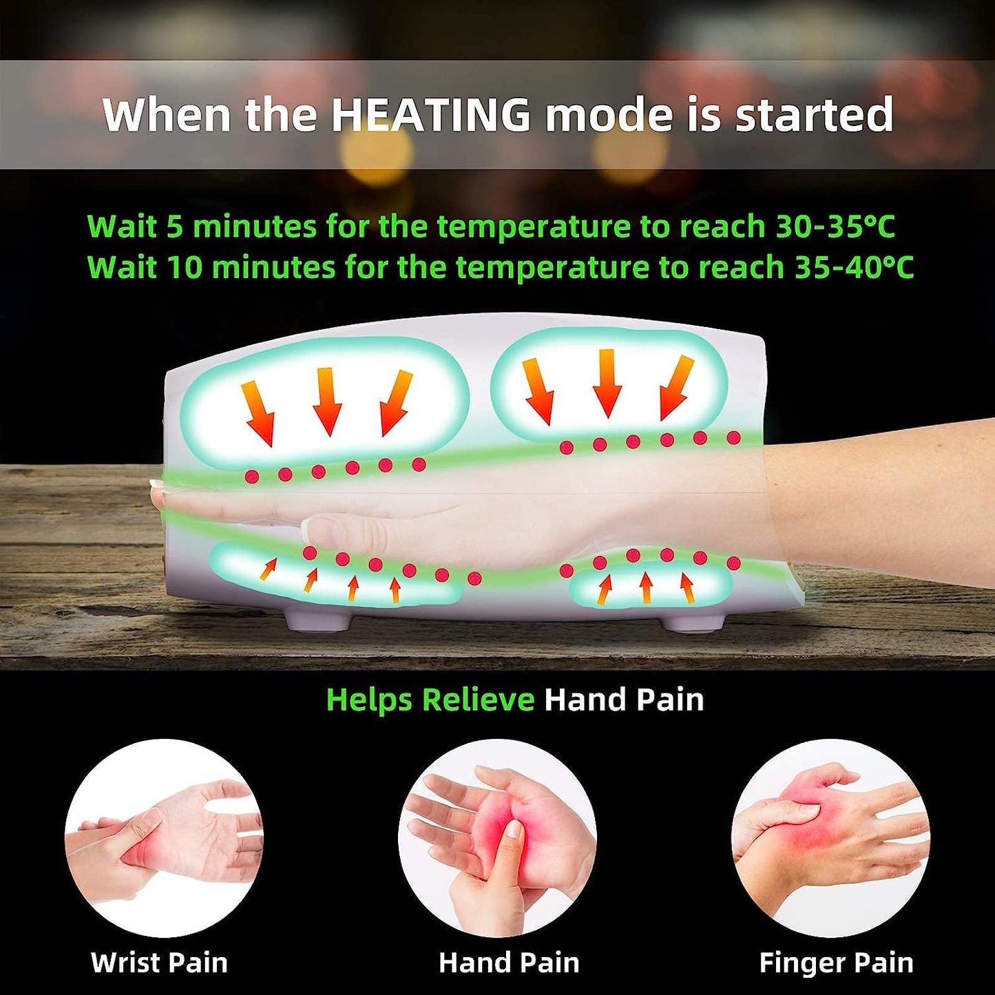 Masajeador Eléctrico de Mano para Masaje de Palma, Masajeador de Manos Eléctrico con Calor y Vibración 3 Modos y 3 Niveles de Compresión,Recargable,para Alivio del Dolor y Entumecimiento de los Dedos
