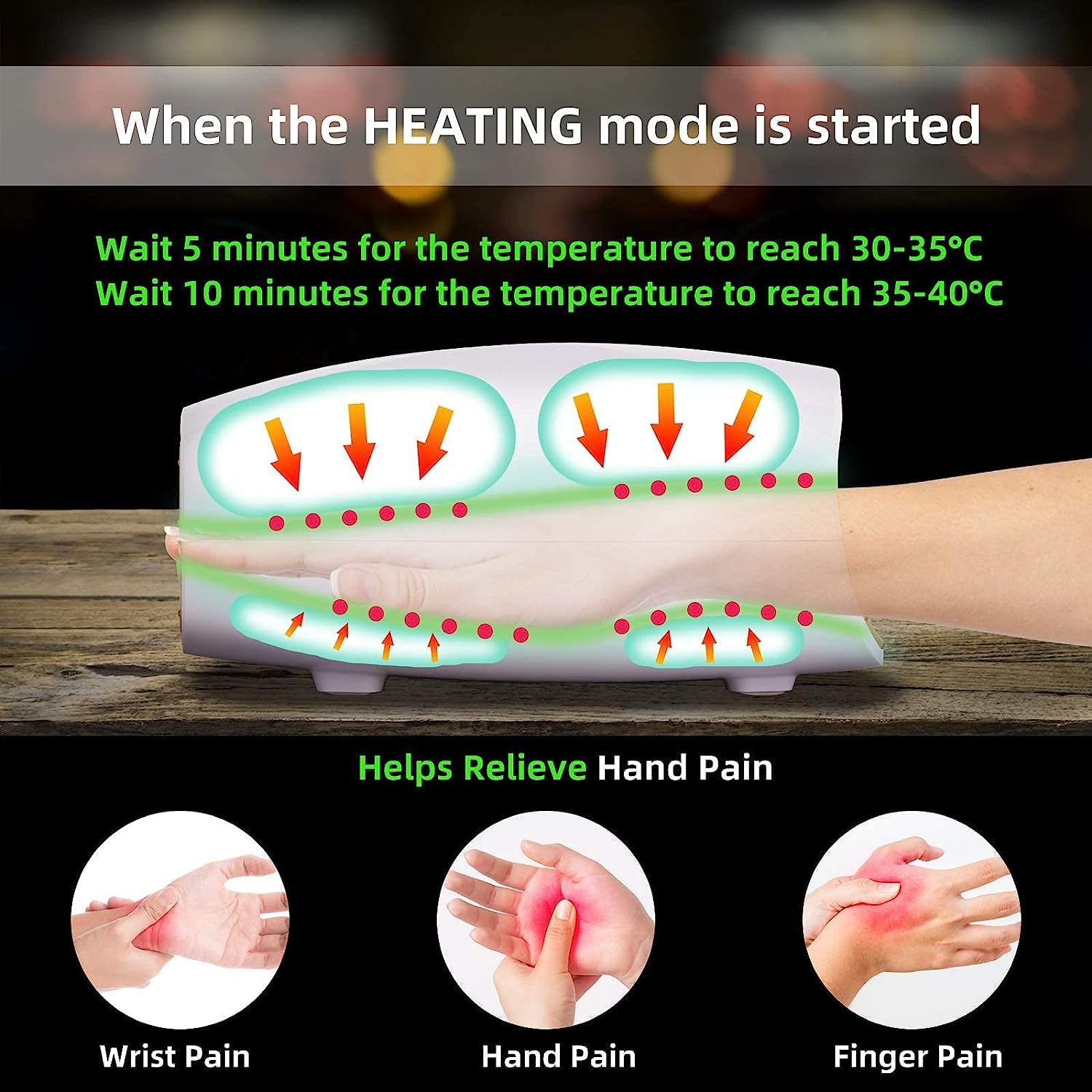 Masajeador Eléctrico de Mano para Masaje de Palma, Masajeador de Manos Eléctrico con Calor y Vibración 3 Modos y 3 Niveles de Compresión,Recargable,para Alivio del Dolor y Entumecimiento de los Dedos