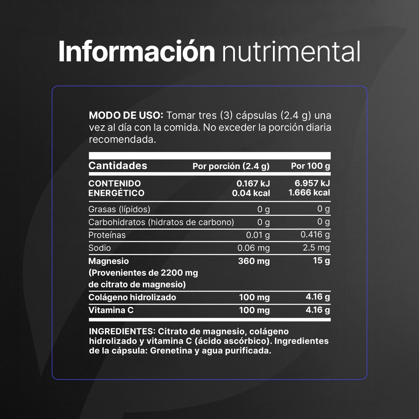 B Life Citrato de Magnesio Puro | 130 cápsulas | 2400 mg por porción | Alta absorción | Adicionado con Vitamina C y Colágeno Hidrolizado | Citrate Mag.