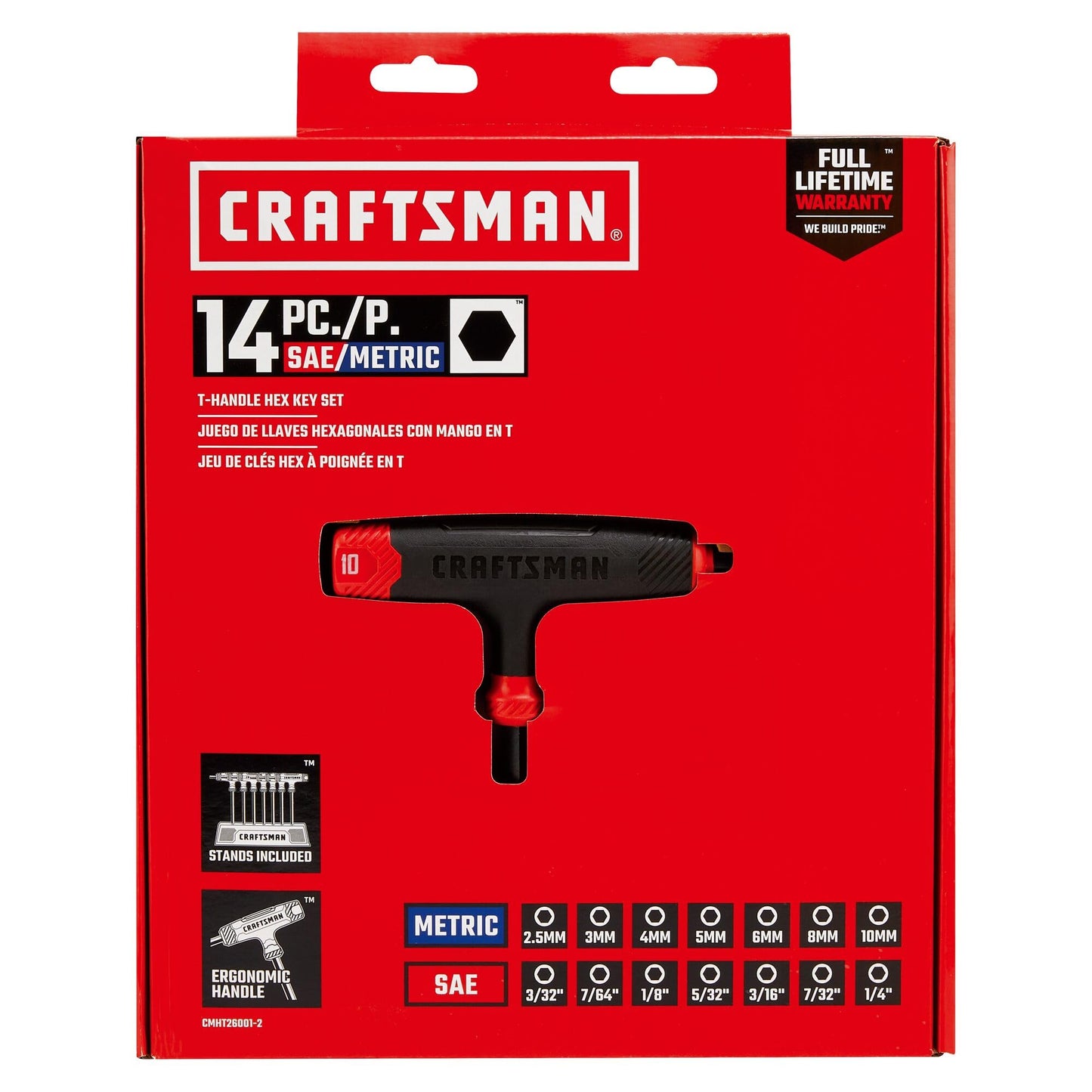 CRAFTSMAN - Juego de llaves Allen con mango en T, llaves hexagonales, SAE y MM, 14 piezas (CMHT26001-2)