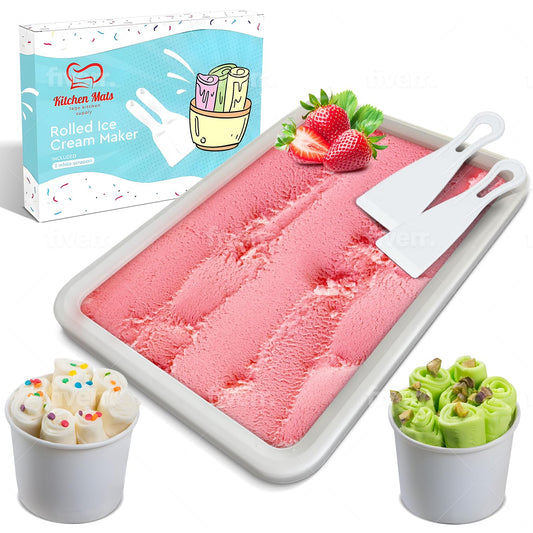 Máquina de helado enrollado extragrande (38.1 x 25.4 cm) – Haz helado instantáneo con la familia – Enrolla tu propio helado – Bandeja de helado enrollada manual