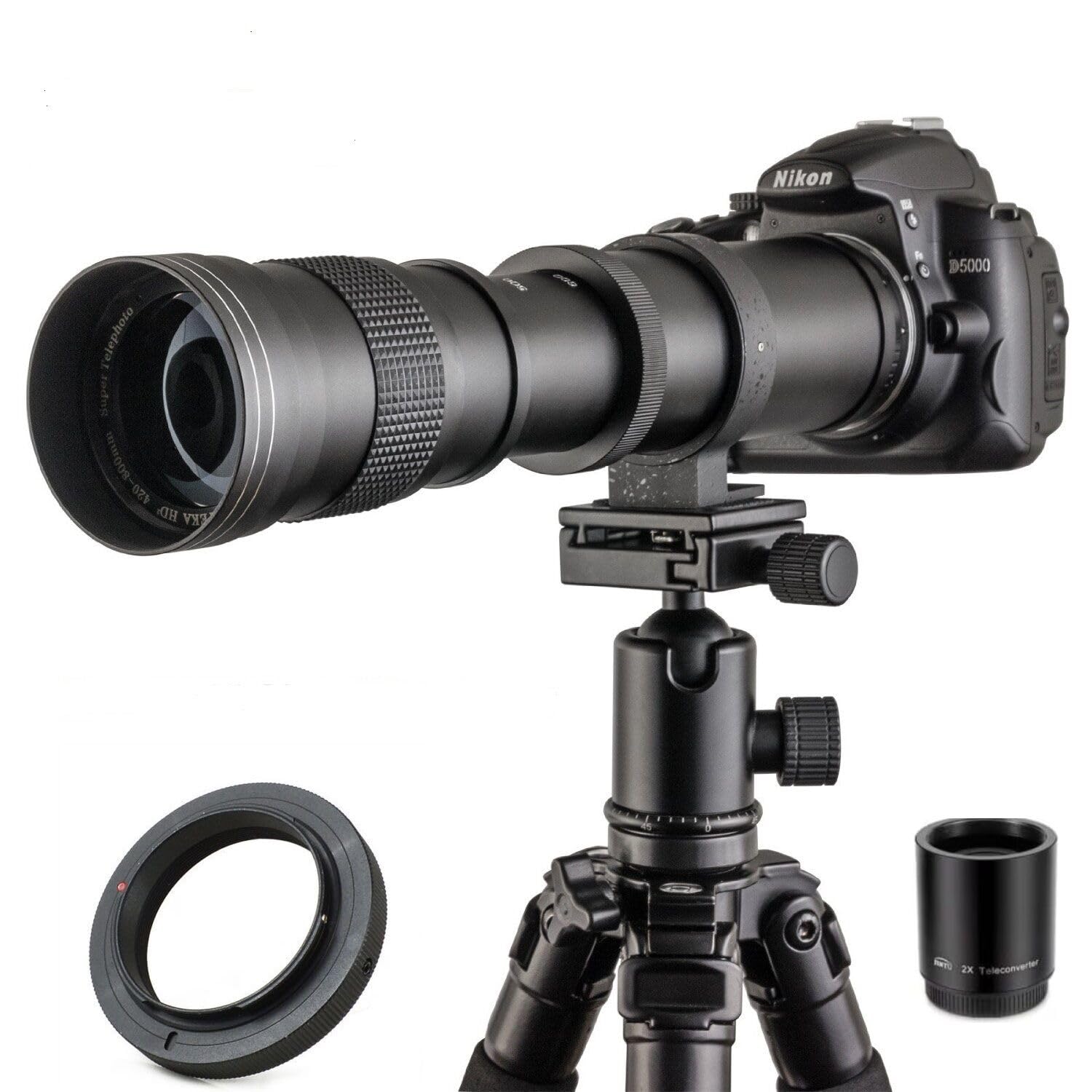 JINTU 420-1600 mm Teleobjetivo zoom lente manual para Canon T7i T6 T6i T6s T7 T8i T3i, T4i, T5, T5i, SL2, SL1 4000D 2000D 80D 90D 5D 6D 7D II 60D 750D 650D D3555555550 D8 D8 50 D7500 D5600 D3400 D7200