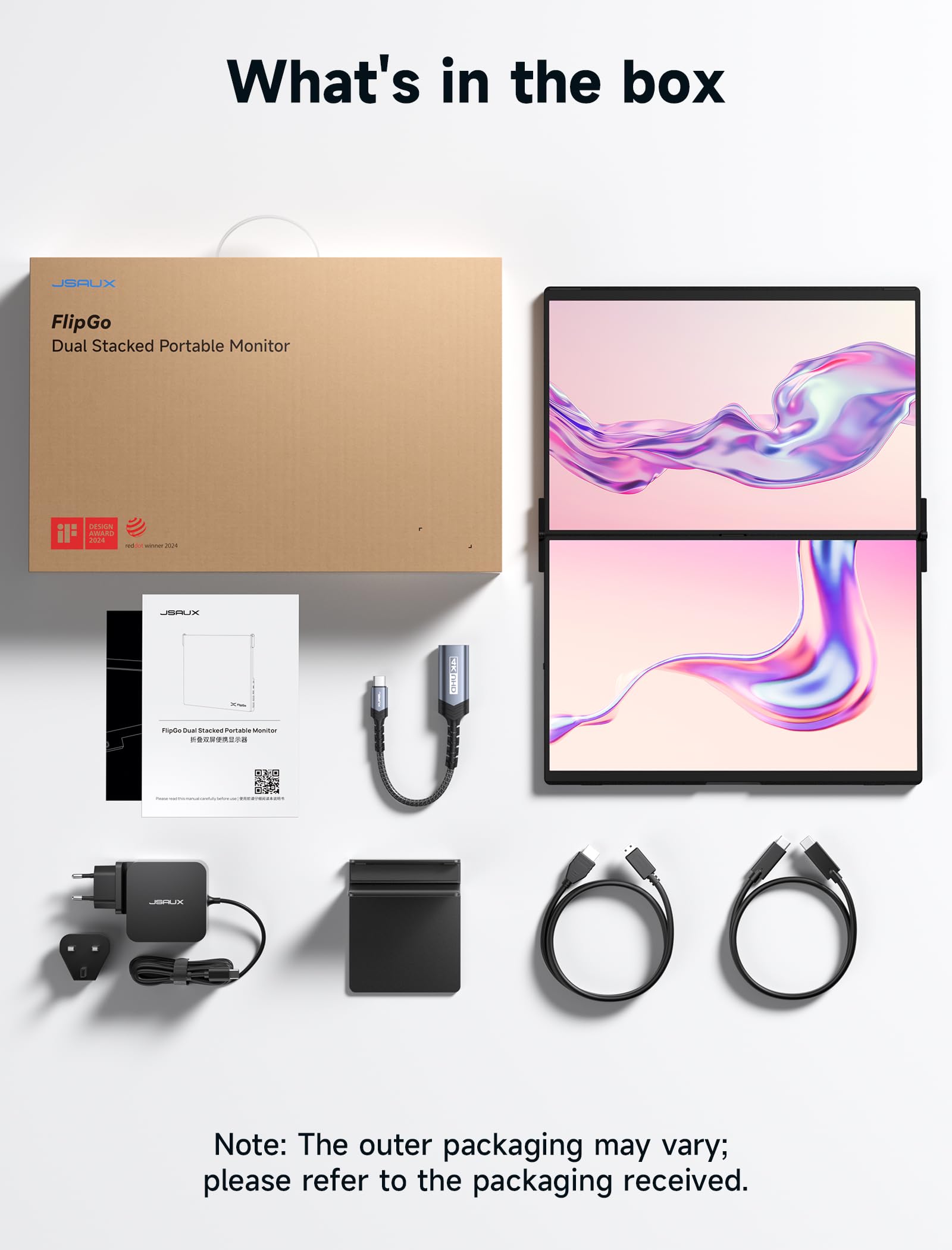 Monitor Portátil JSAUX FlipGo 16" 2.5K IPS Diseño Magnético para Windows, Linux, MacOS