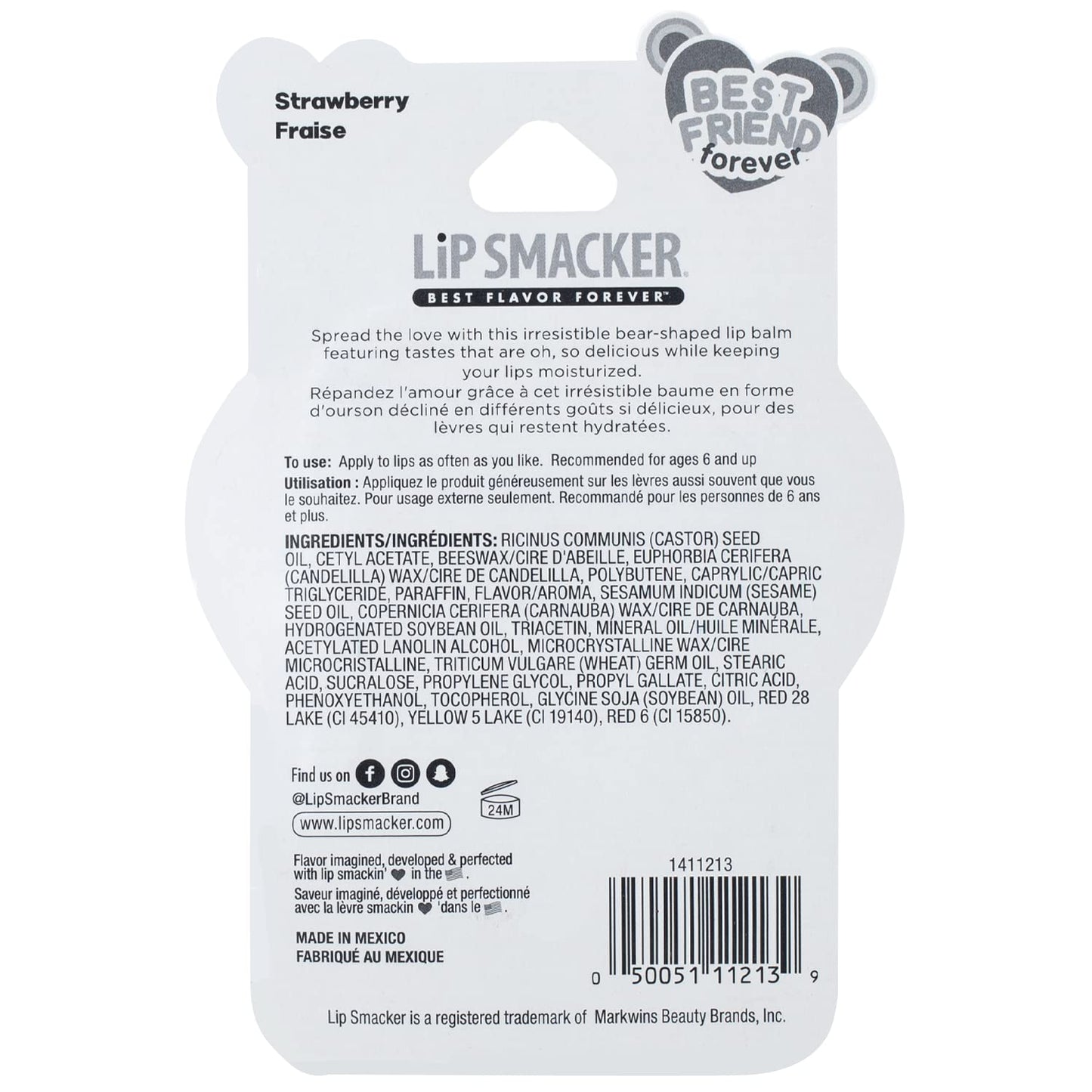 Lip Smacker BFF Sugar Bear Bálsamo labial (Strawberry)