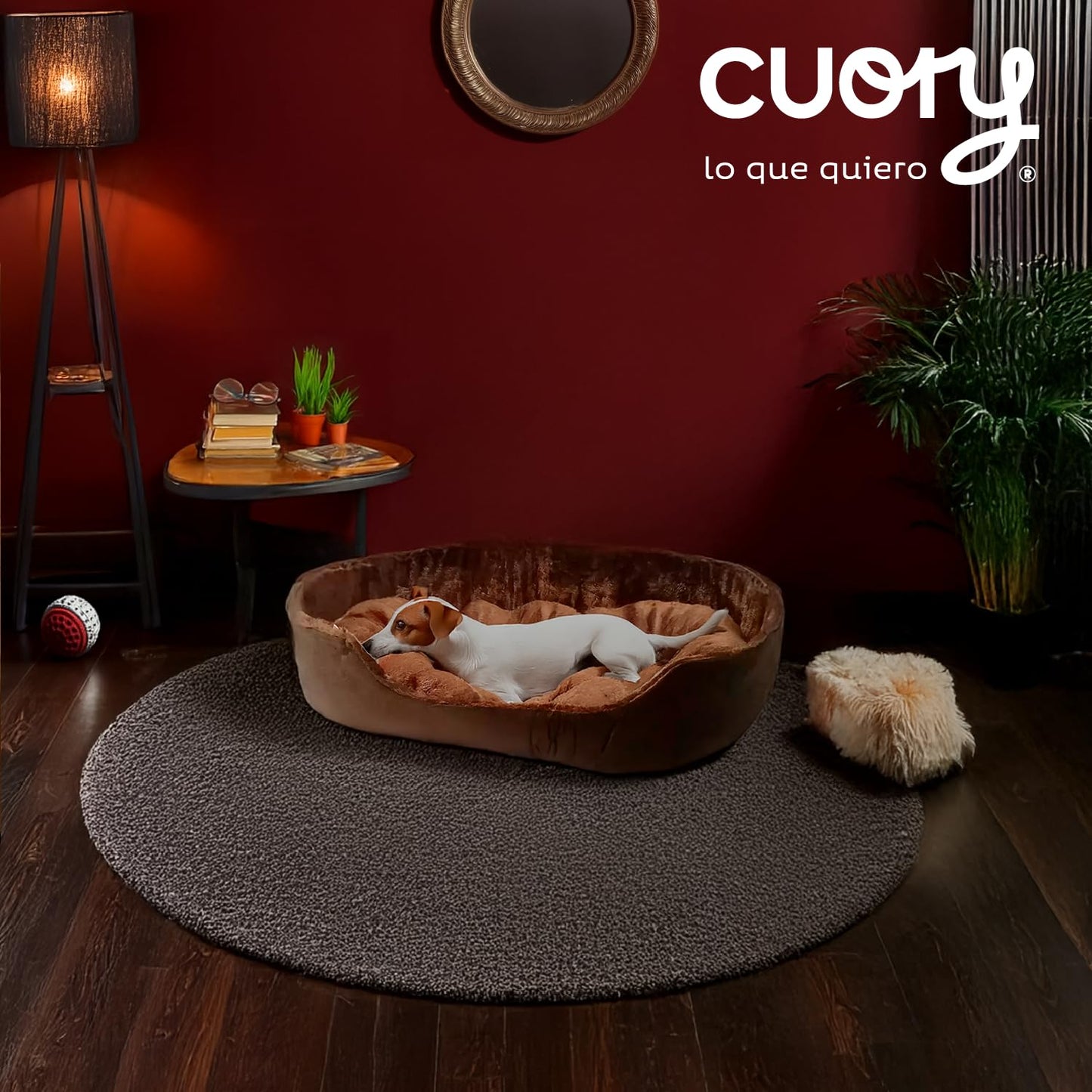 Cuory Cama para Perros, Cómoda Cama para Mascotas, Fondo Antideslizante con Forro Acolchonado, Base Antideslizante Lavable, Cama para Perros y Gatos (Café)