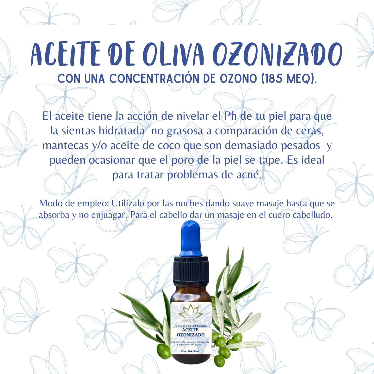 Aceite Ozonizado 185 mEq - Antioxidante Regenerador de Piel para Arrugas - 10 ML