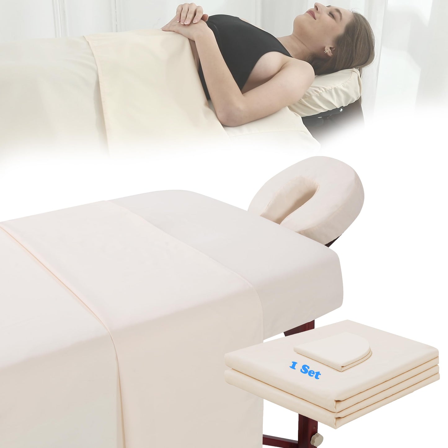 GASIYU Juegos De Sábanas De Microfibra Para Mesa De Masaje 3 Pzas Funda De Cama De Masaje Suave Libre De Arrugas Incluye Sábana Ajustable De Masaje, Sábanas De Masaje Y Cubierta De Cuna Faci