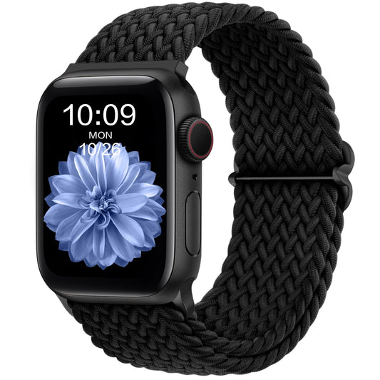 GEAK Trenzada Solo Loop Correa Compatible con Apple Watch Correa 40mm 38mm 41mm 42mm 44mm 46mm 45mm 49mm, Correas Elástica Ajustable de Nylon para iWatch Series 10 9 8 7 6 5 4 3 2 1 SE Ultra 2