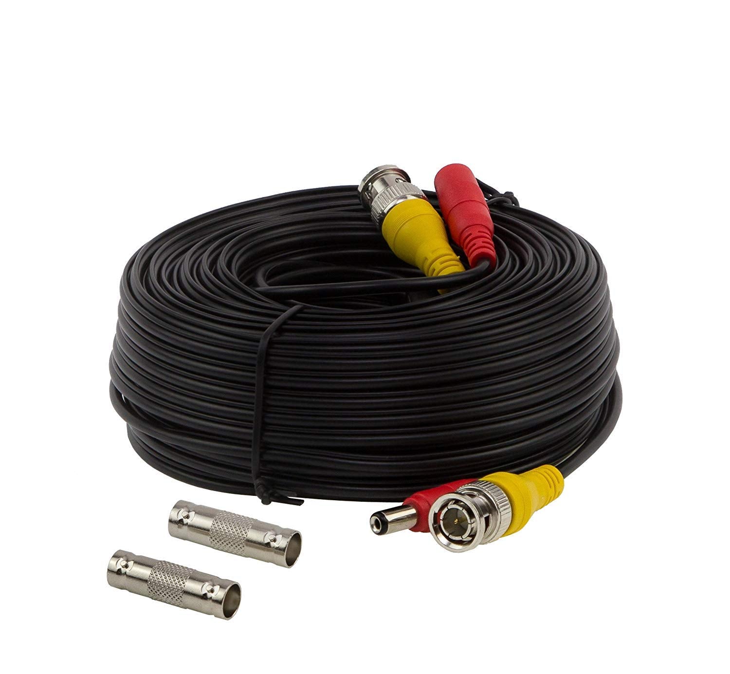 InstallerCCTV BNC Cable de alimentación de video de 60 pies todo en uno HD-TVI HD-CVI AHD analógico 1080p Negro Cable de alimentación prefabricado con conectores para cámaras de seguridad CCTV, color