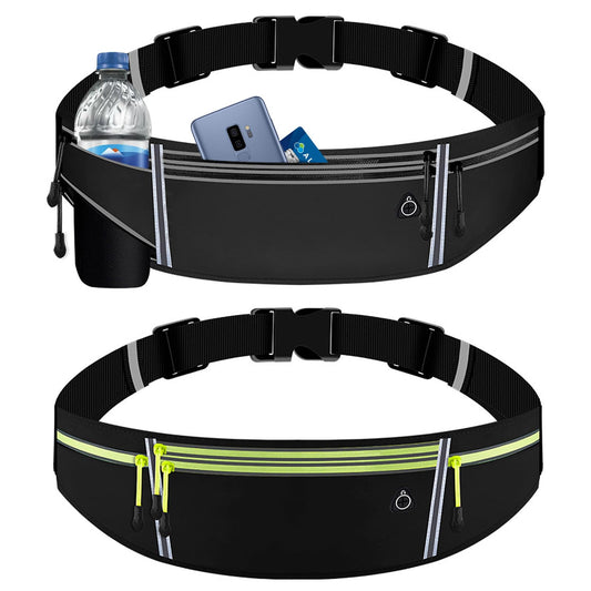 Cangurera Deportiva, 2 Pack Riñonera Deportiva, Bolsa Running Impermeable con Cinturón Elástica y Bolsillos de Auricular y Llaves, Cangureras Deportiva para Correr, Ciclismo, Gimnasio