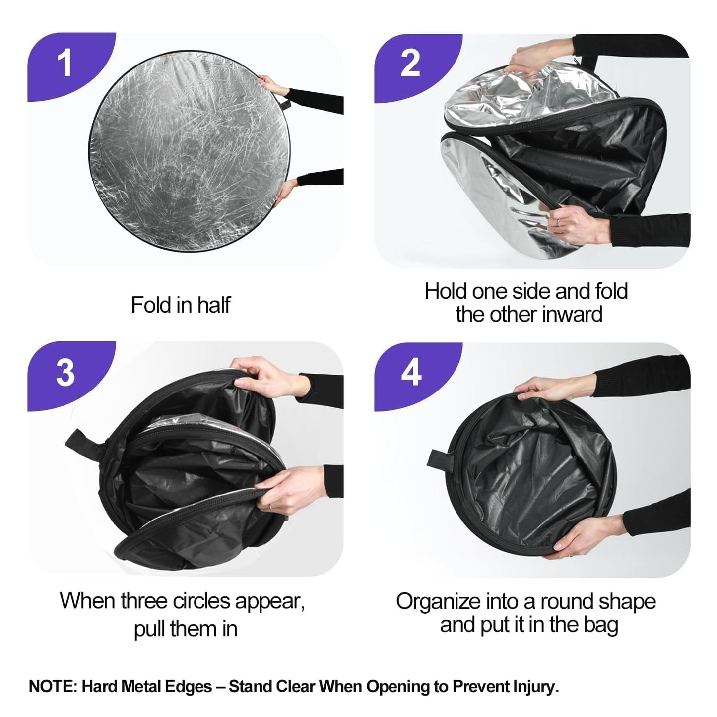 EMART - Reflector fotográfico plegable 5 en 1 con bolsa, panel de cámara portátil para video de estudio, iluminación exterior, fotografía interior, retrato translúcido, blanco, plata, oro, negro