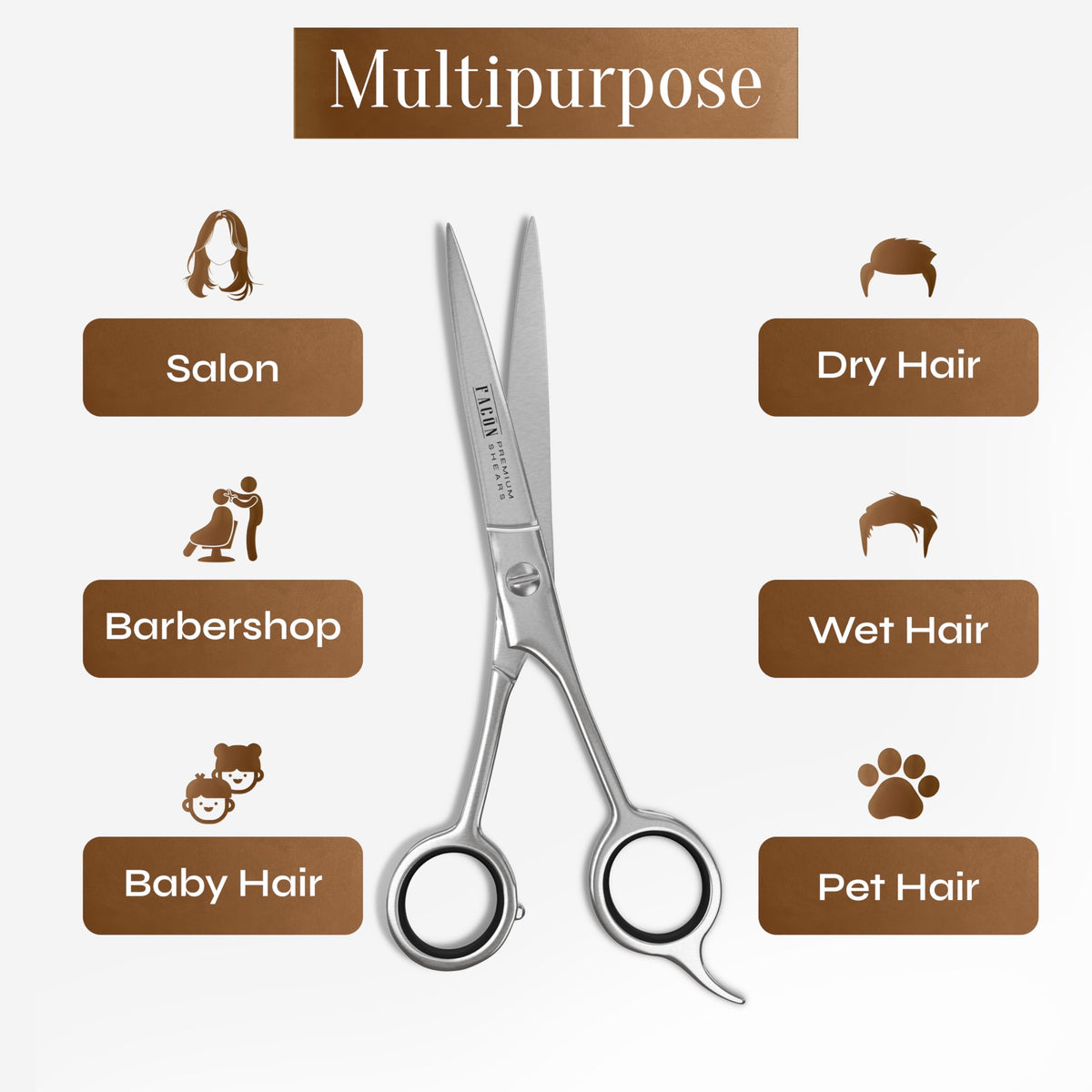 Facón Professional Razor Edge Barber Hair Cutting/Thinning Scissors Set - Japanese Stainless Steel - 6.5" Length - Fine Adjustment Tension Screw - Salon Quality Premium Shears (The Alpha)