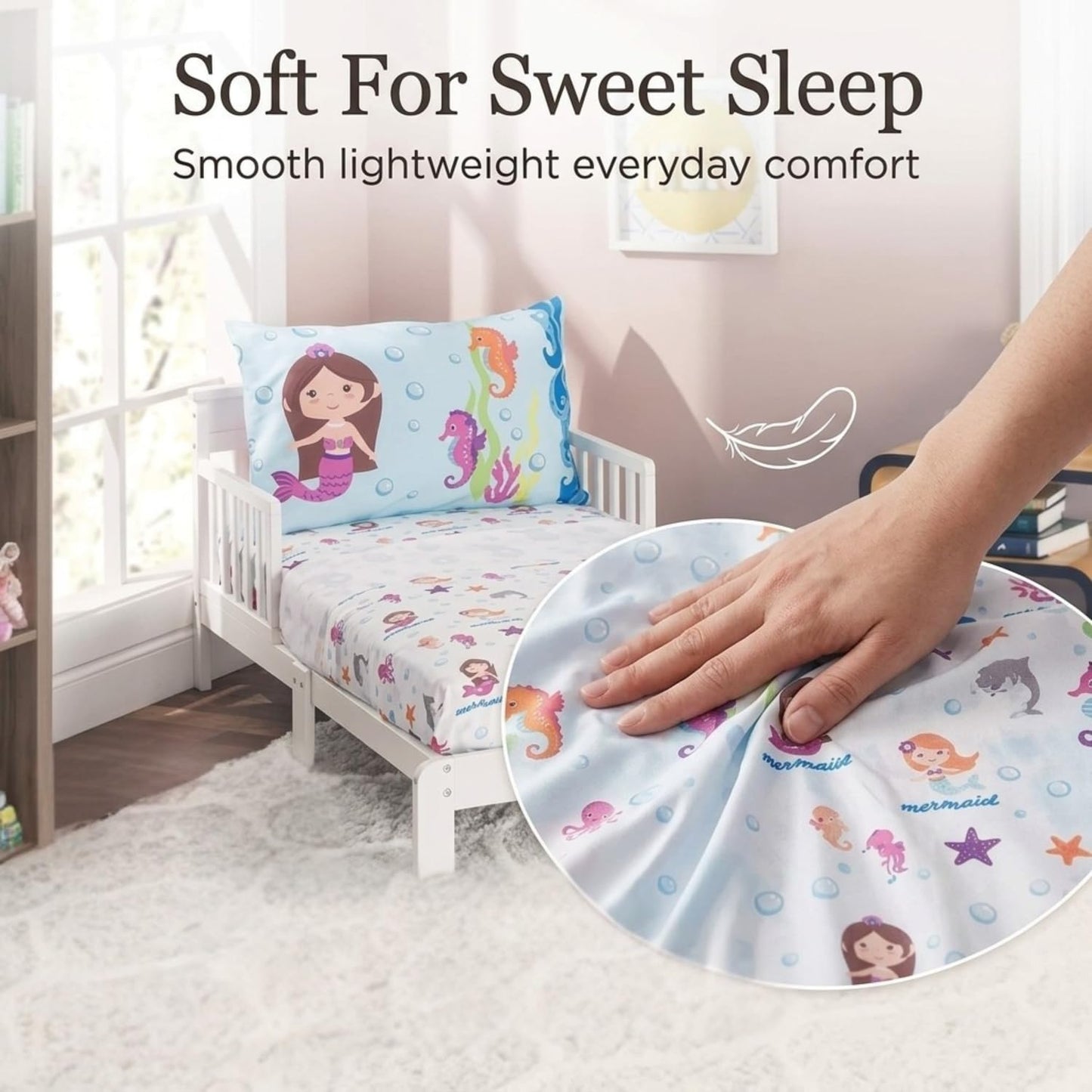 Everyday Kids - Juego de sábanas bajeras de 3 piezas para niños, sábana encimera y funda de almohada, juego de sábanas de microfibra suave y transpirable para niñas y niños pequeños
