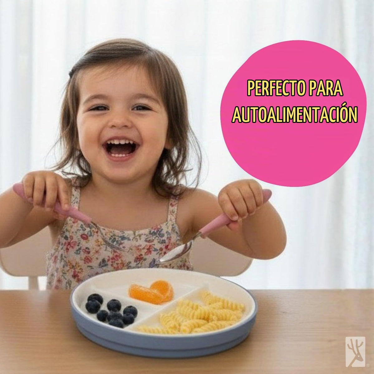Elk and Friends - Platos divididos de porcelana para niños y niños pequeños
