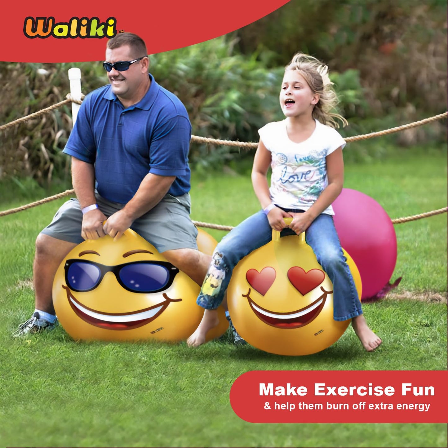 Pelota Saltarina de WALIKI Toys Emoji con Bombeo Incluido para Adultos