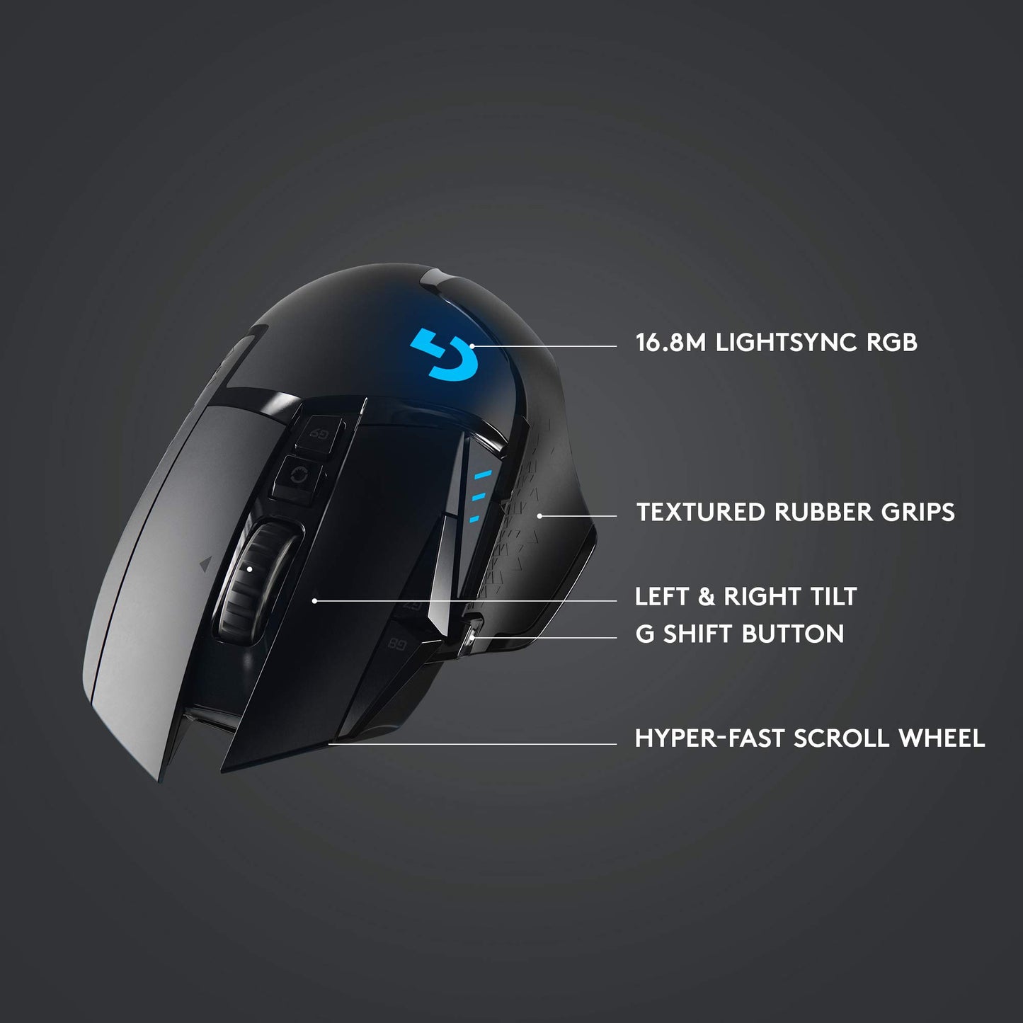 Logitech G Mouse inalámbrico para Juegos 502 Lightspeed con Sensor Hero 25K, Compatible con PowerPlay, Pesos sintonizables y Lightsync RGB, Negro