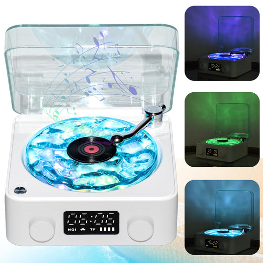 Tocadiscos Portátil Vinilo Waves con Altavoz Bluetooth y Proyector de Luces del Norte para Niños en Dormitorio