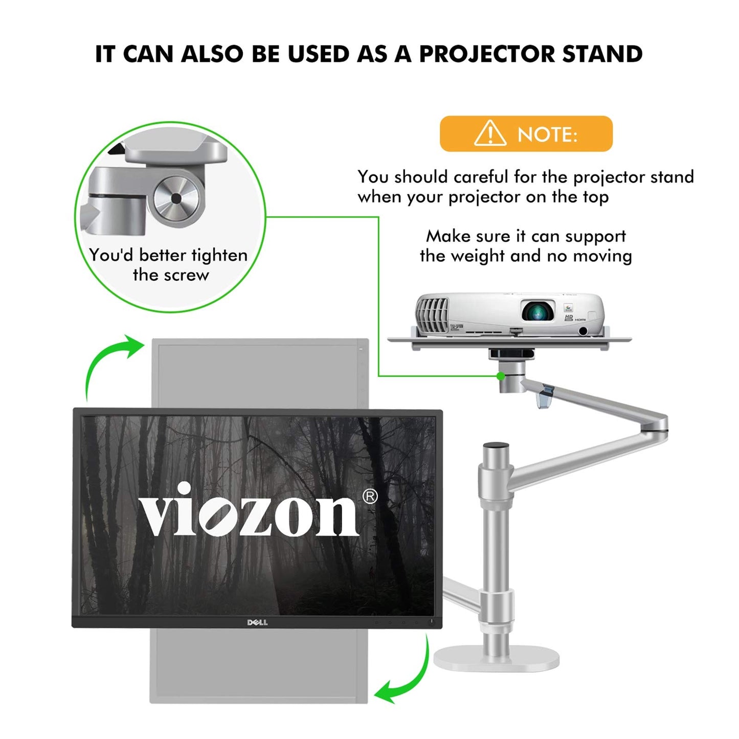 Soporte para Monitor y Laptop viozon Negro Ajustable 2 en 1 para Escritorio