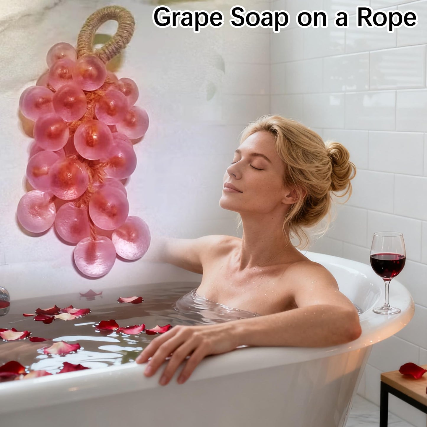 QZAVIRE Jabón de uva en cuerda: Jabón decorativo con forma de racimo de uvas en una hermosa caja de regalo, cuerda colgante para jabón de manos para lavarse y ducharse, perfecto como regalo de boda o