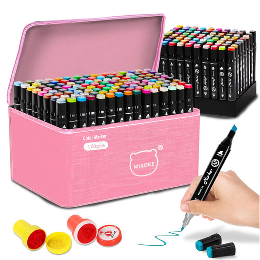 Plumones Doble Punta MIAOKE rosa 120 Colores Acuarelables para Caligrafía y Diseño de Letras