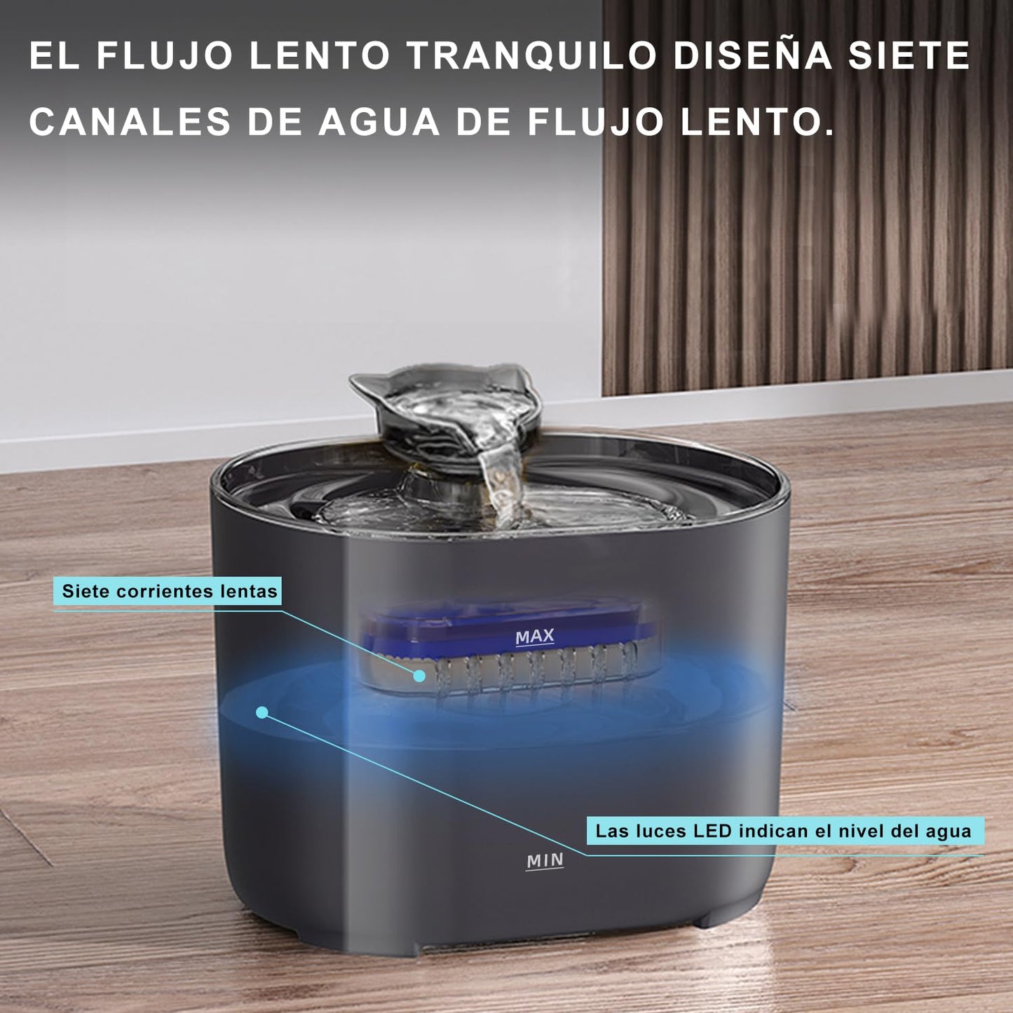 Bebedero MXCOCO LED Azul con Bomba Silenciosa para Mascotas