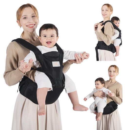 Portabebés Ergonomico Mumgaroo Negro 6 en 1 con Asiento de Cadera