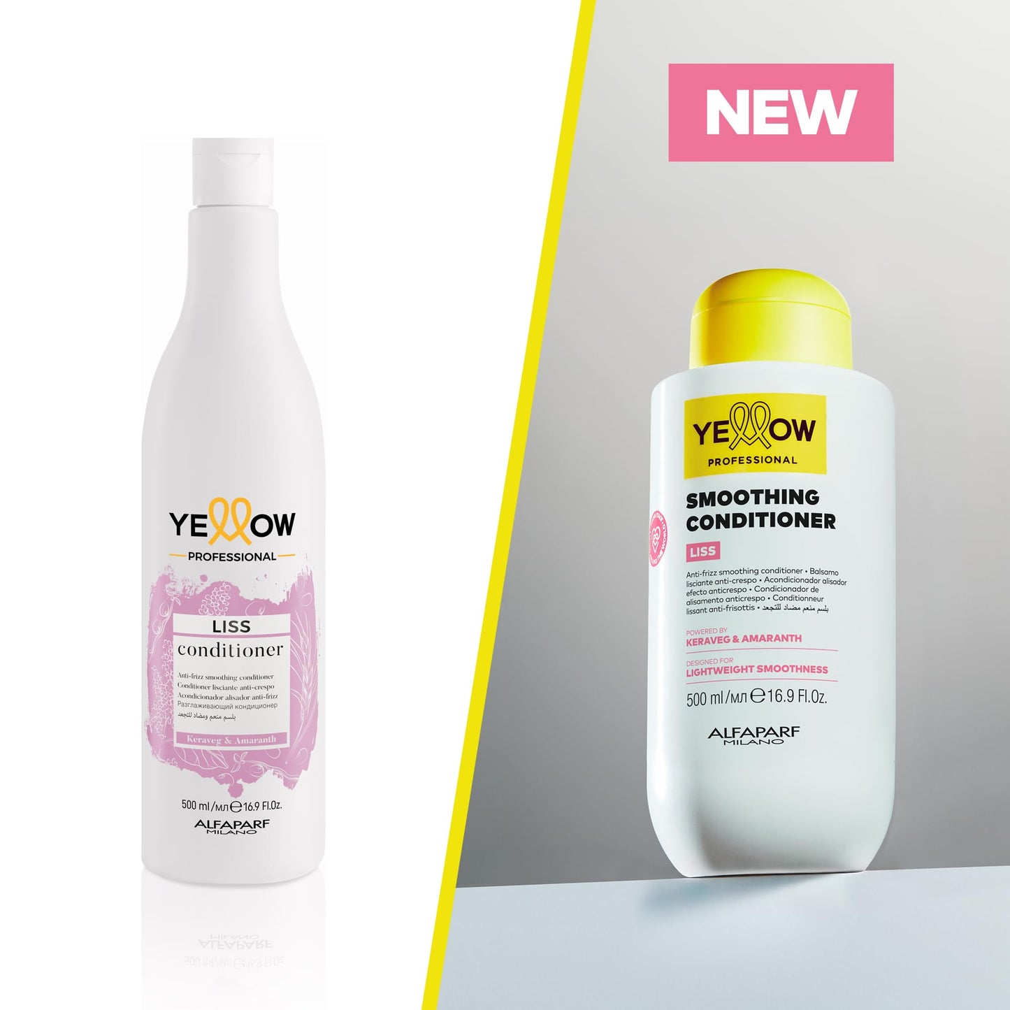 Yellow Professional Smoothing Conditioner Liss, Acondicionador Alisador Anti-Frizz, Keratina y Amaranto, 500ml