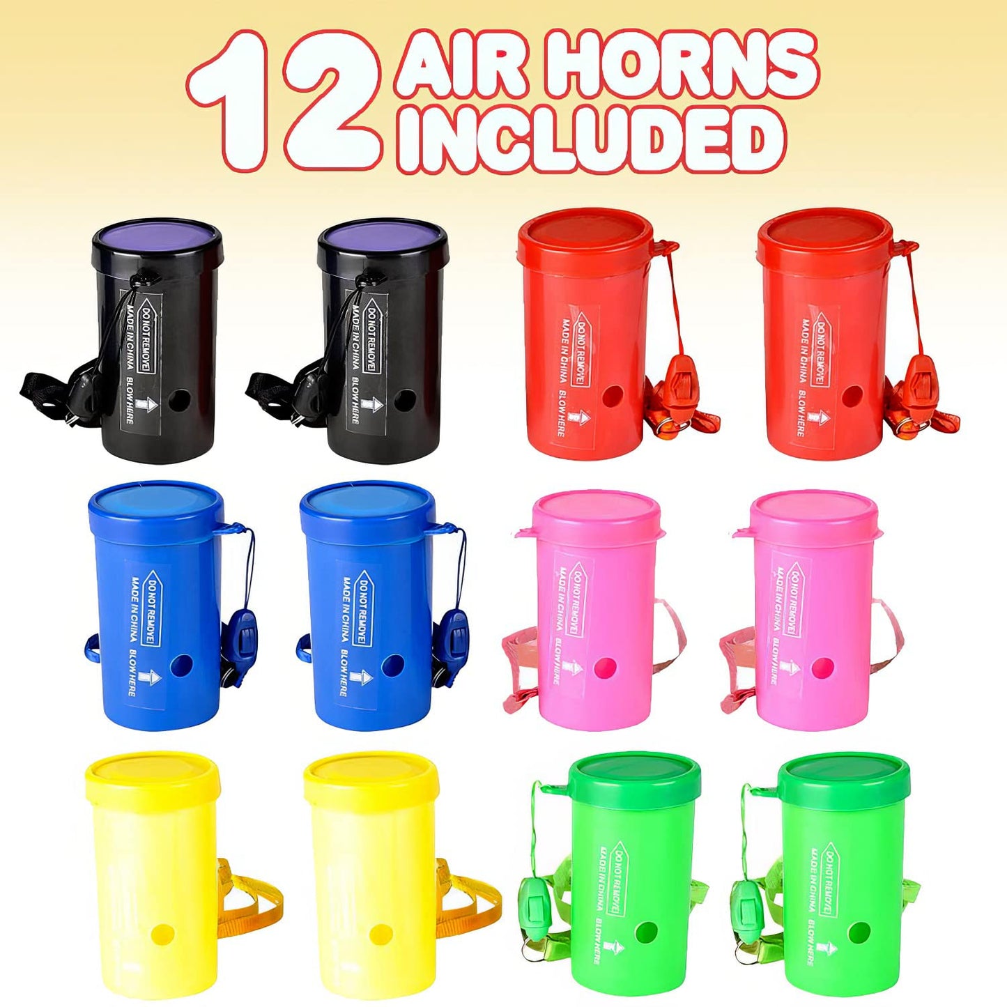 ArtCreativity - Mini bocinas de aire de 3 pulgadas, paquete de 12 unidades, para eventos deportivos, fiestas, celebraciones, divertidos recuerdos de fiesta de cumpleaños y rellenos de bolsas de regalo