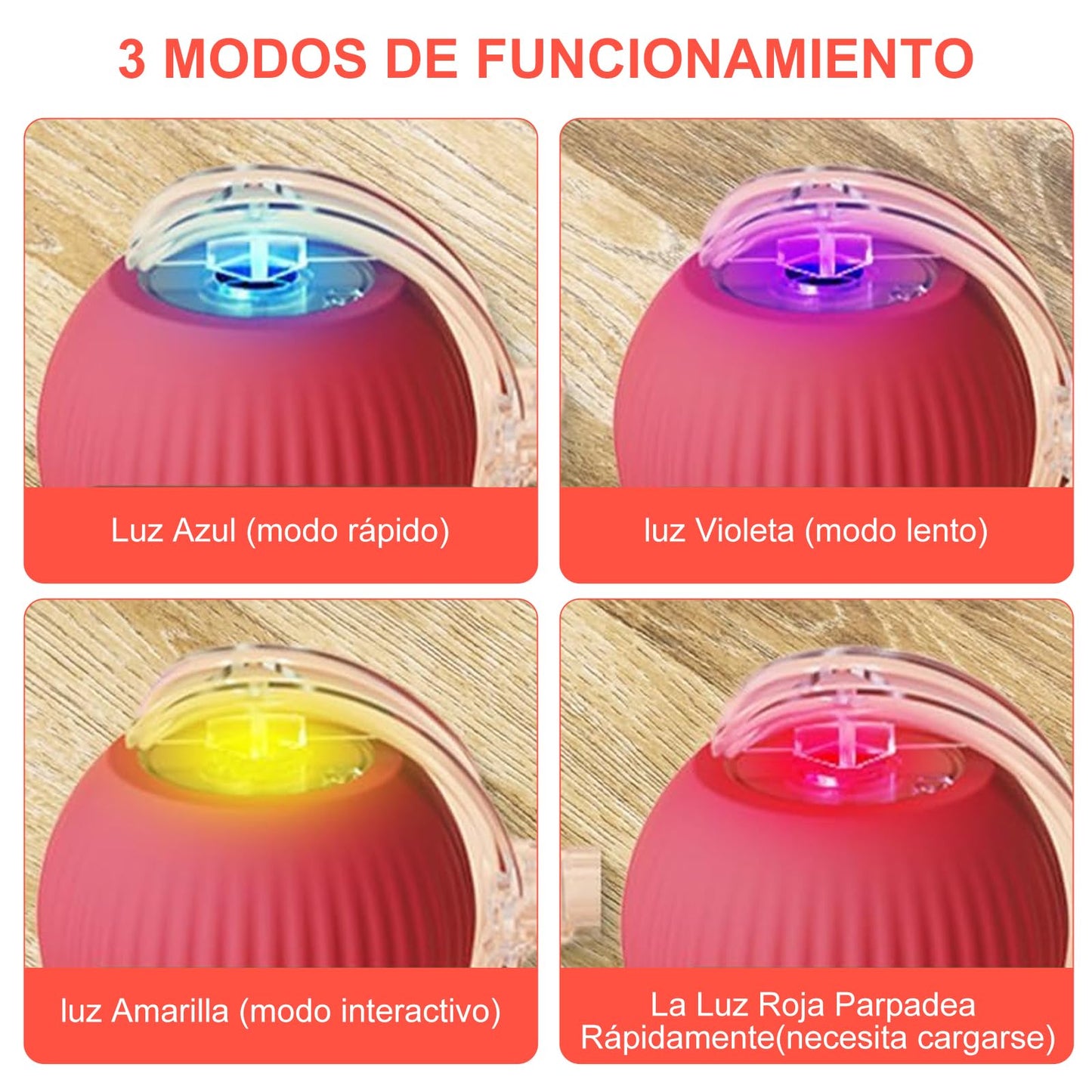 CAVIGLTE Pelota para Perro, 2PCS Recargable Pelotas para Perro, Pelota Interactiva para Perro, Pelota Perro, Pelota Interactiva para Gato, Bola Interactiva para Perros con 3 Modos de Luz