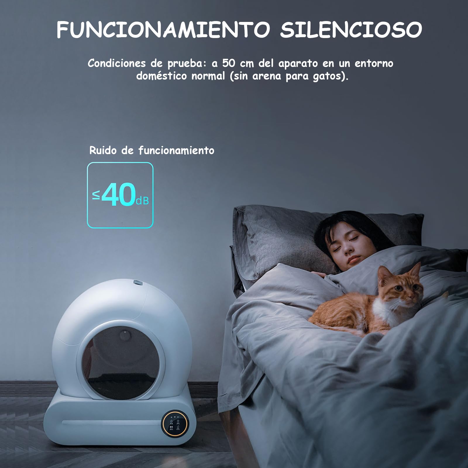 Fateplay Arenero para Gato Autolimpiable 65 litros, Bandeja Sanitaria Automática Smart Cat House, Caja de Arena para Gatos Autolimpiable Casa para Gatos App Smart Litter Box