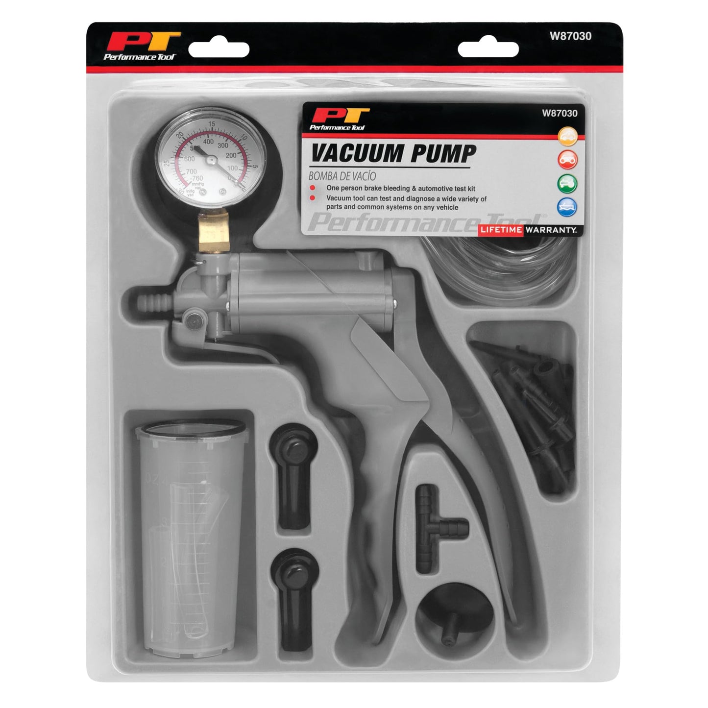 Performance Tool W80629 - Rotor de Freno de 1/2 Pulgadas, Piedra de Bola Flexible de Grano 120, Hand Vacuum Pump Brake Bleeder
