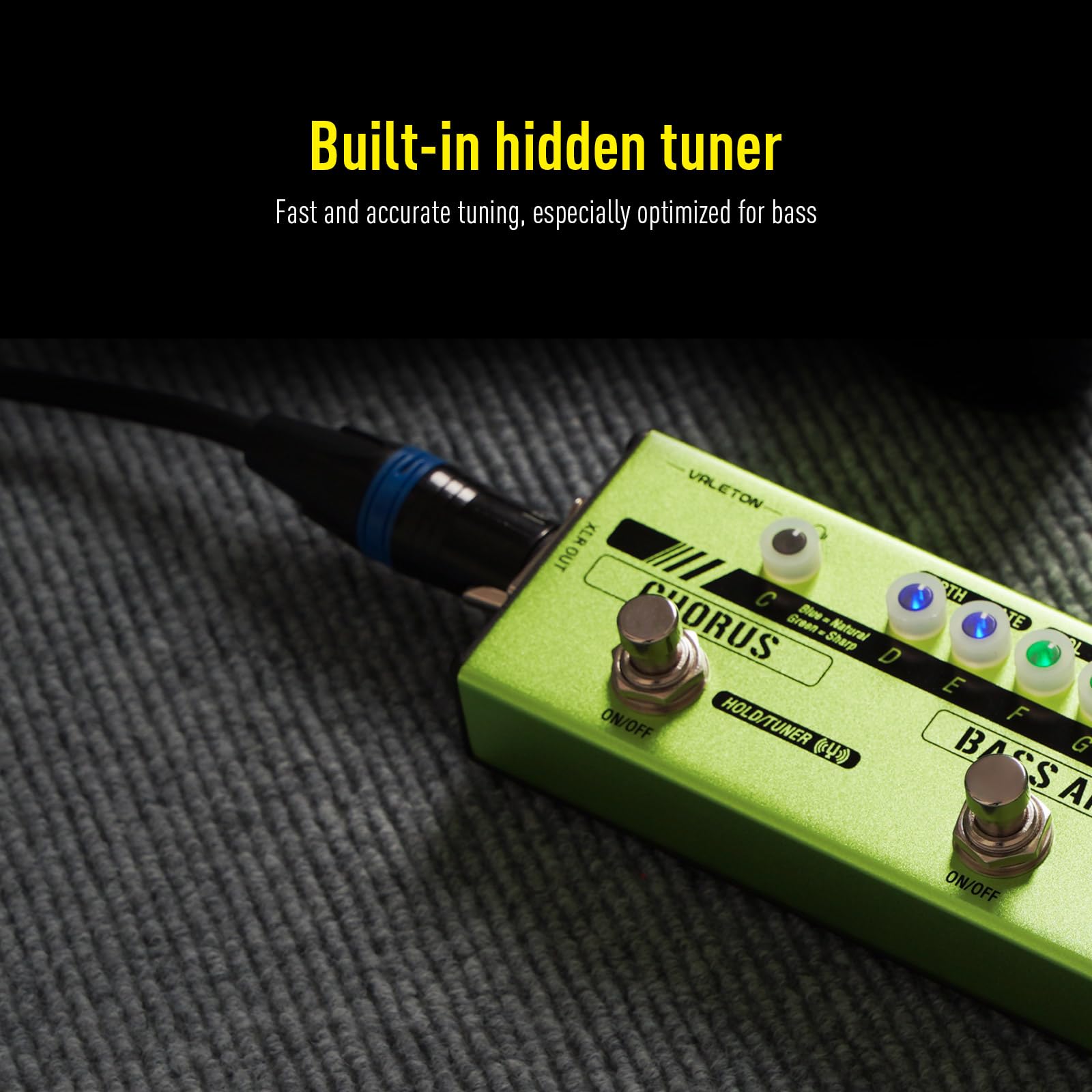 Pedal de Efectos Múltiples Valeton Bass Verde Amplificador Analógico Boost Comp Chorus para Bajo