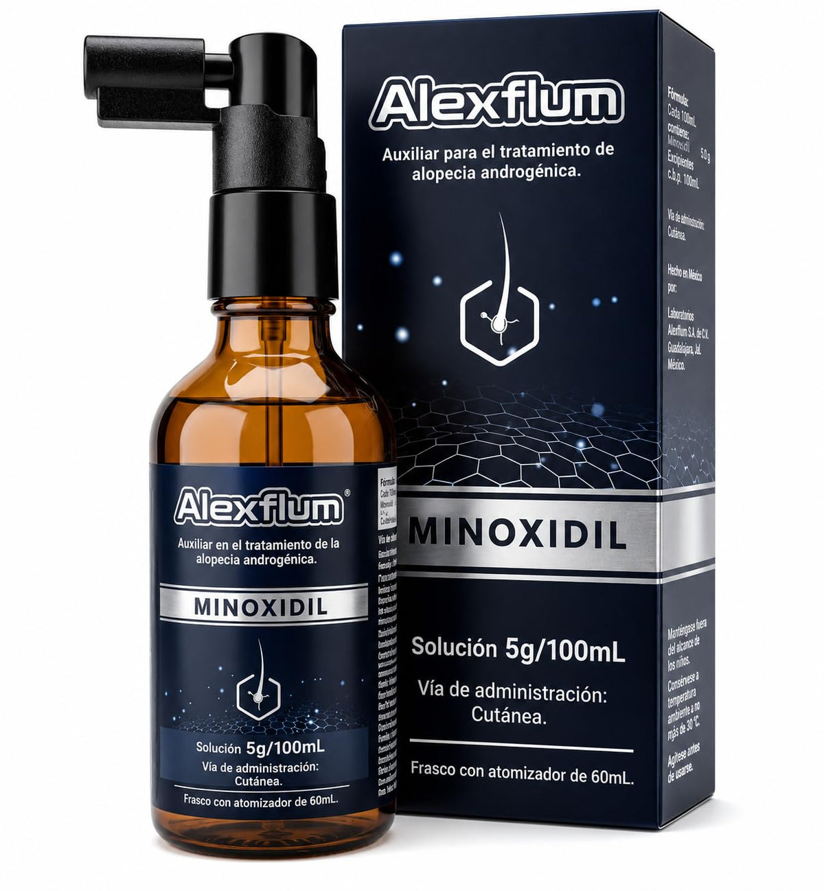 Solución Capilar y Barba Alexflum Minoxidil 5% 60mL