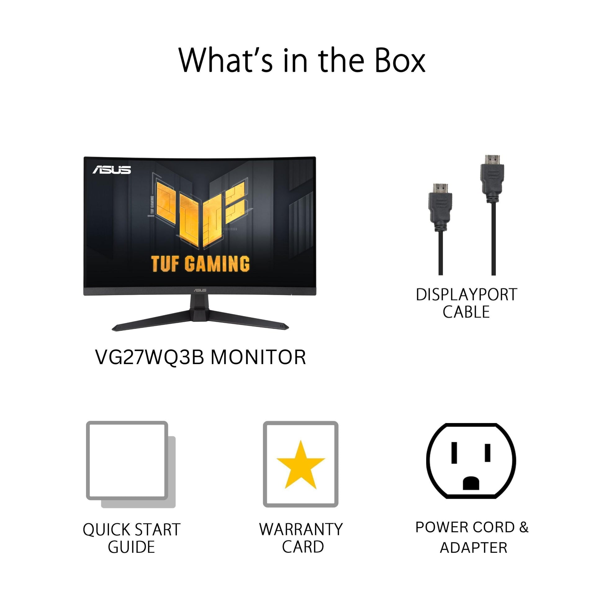 ASUS TUF Gaming 27" 1440P - Monitor para Juegos HDR Curvado (VG27WQ3B) - QHD (2560 x 1440), 180Hz, 0.5ms, Extreme Low Motion Blur, FreeSync, 90% DCI-P3, DisplayWidget, garantía de 3 años