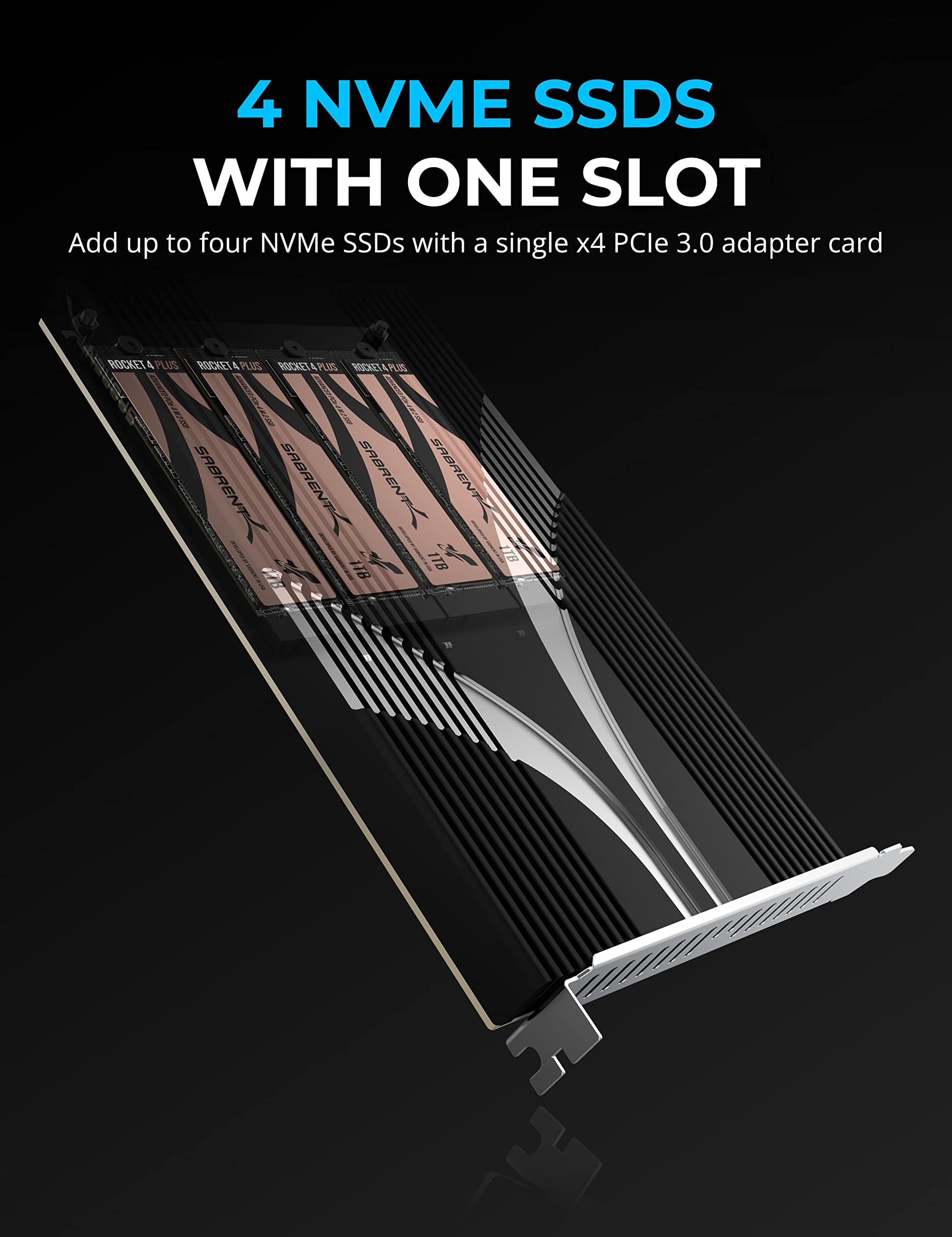 Tarjeta Adaptadora NVMe M.2 SSD Sabrent PCIe 3.0 x4 4 Unidades