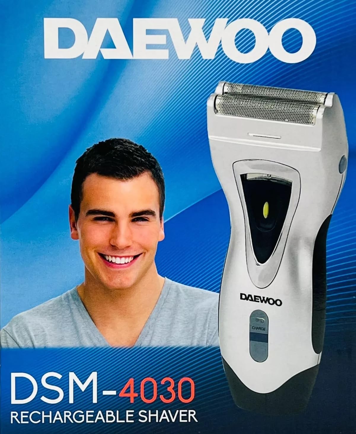 DAEWOO DSM-4030 Afeitadora inalámbrica | Afeitadora de doble hoja | Recargable | Trimmer | Cuchillas de acero inoxidable y pantalla de lámina