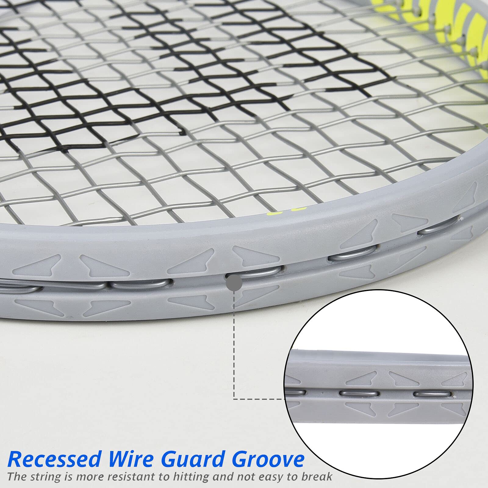 LUNNADE - Raqueta de tenis para adultos de 27 pulgadas, a prueba de golpes, de fibra de carbono, ligera, preencordada y regenerada, adecuada para principiantes a jugadores intermedios