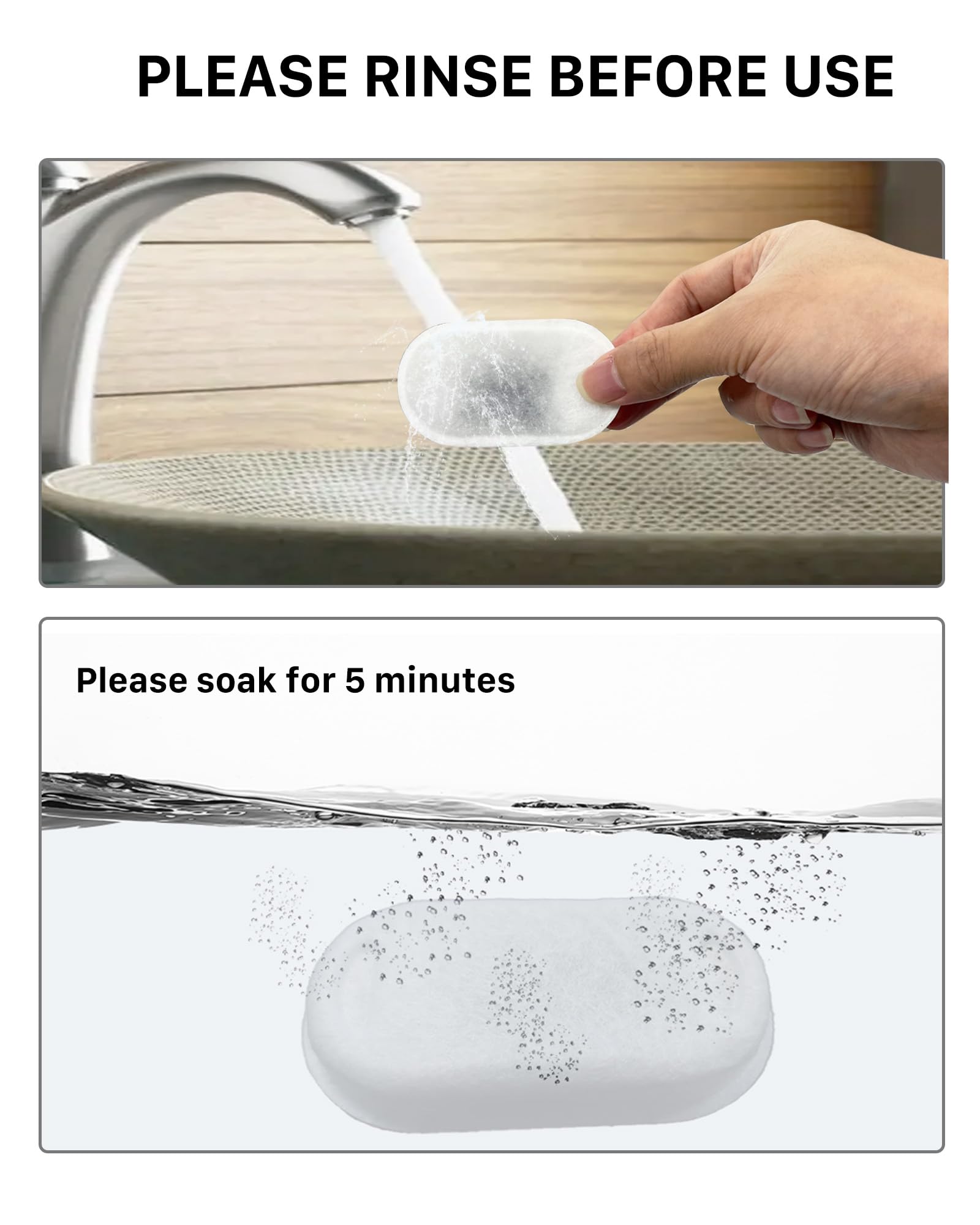 katzenbrunnen SOOFPET - Filtros de fuente de agua para gatos: 16 piezas (8 filtros de carbono + 8 filtros de esponja) filtros de repuesto para fuente de gato de acero inoxidable de 110 oz/3.2L