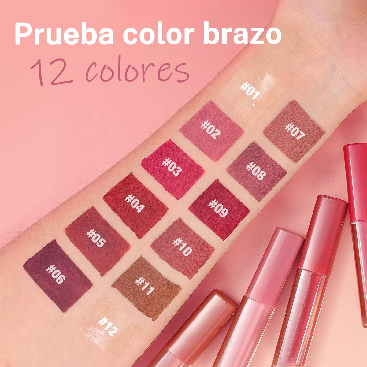 Labial Mate 12 piezas, Brillo de Labios Indelebles de Larga Duración, terciopelo, color intenso, Kit de Regalo para Mujer