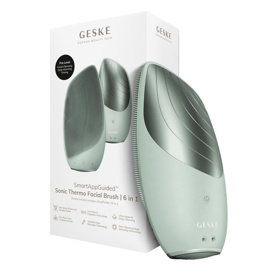 Cepillo Facial Térmico Sónico GESKE SmartAppGuided Rosa 6 en 1 Limpieza y Masajeador Facial Eléctrico