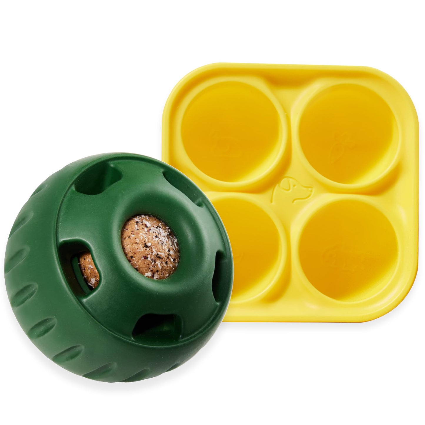 WOOF - Bandeja para mascotas y golosinas – Molde de silicona y relleno de larga duración para golosinas para perros, reutilizable, apto para lavaplatos, para perros pequeños, de 10 a 25 libras