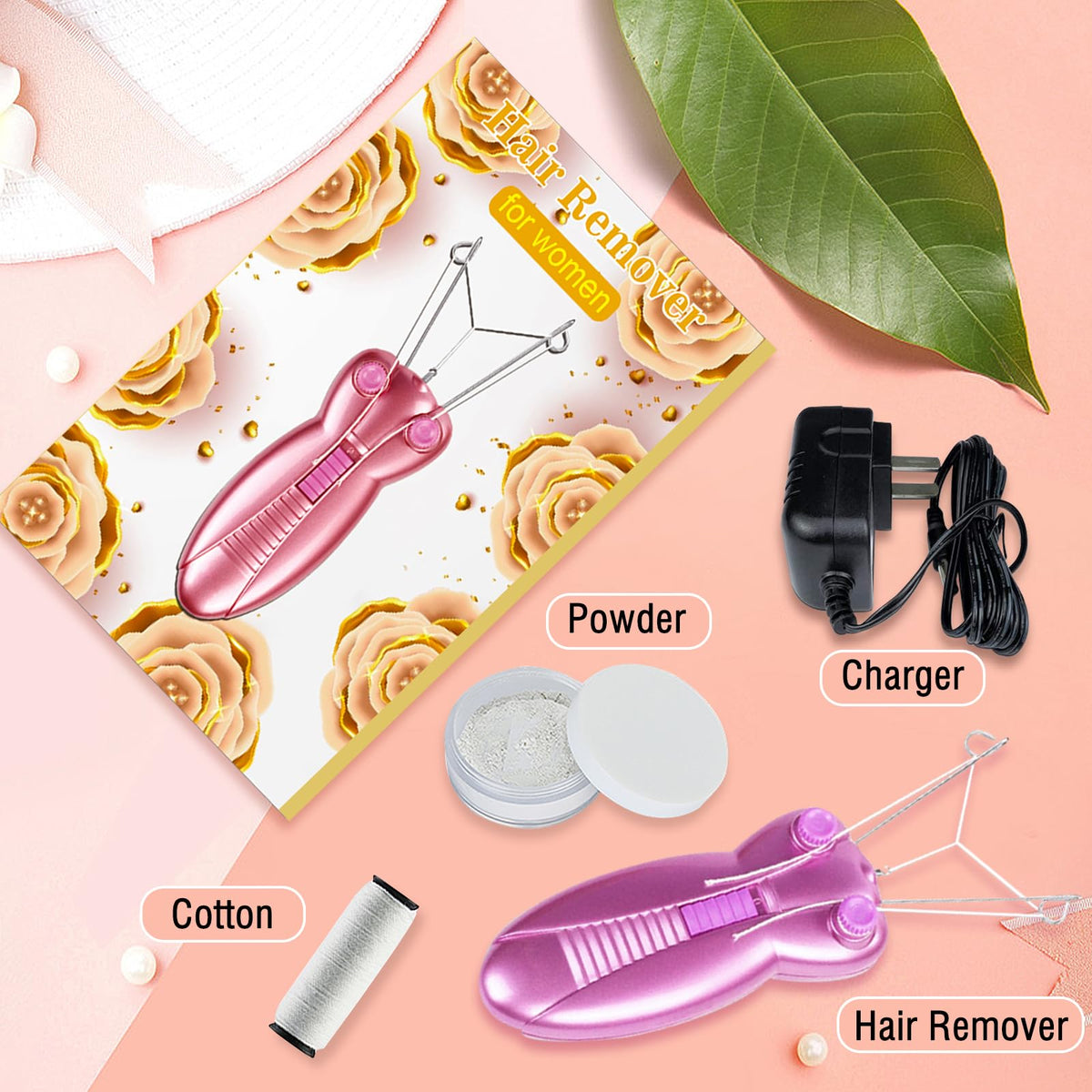 ECVISION Electric Shaver Ladies Epilator Facial Hair Epilator Facial Hair Remover Pull Faces Delicate Beauty Epilator Pull Face Device Depilation (Pink)