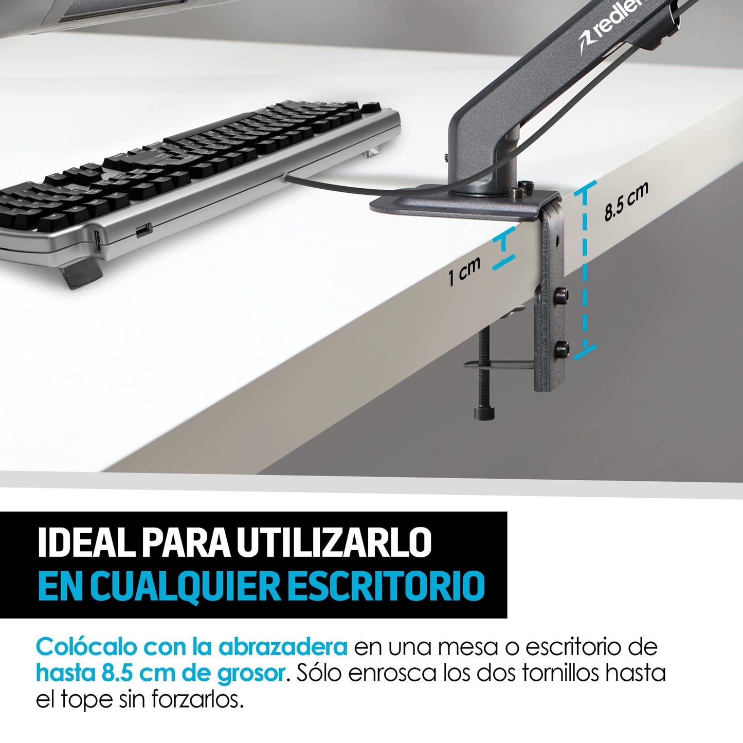 Soporte Hidráulico Redlemon Negro para Monitor de hasta 27 Pulgadas con Ajuste Multidireccional para Escritorio