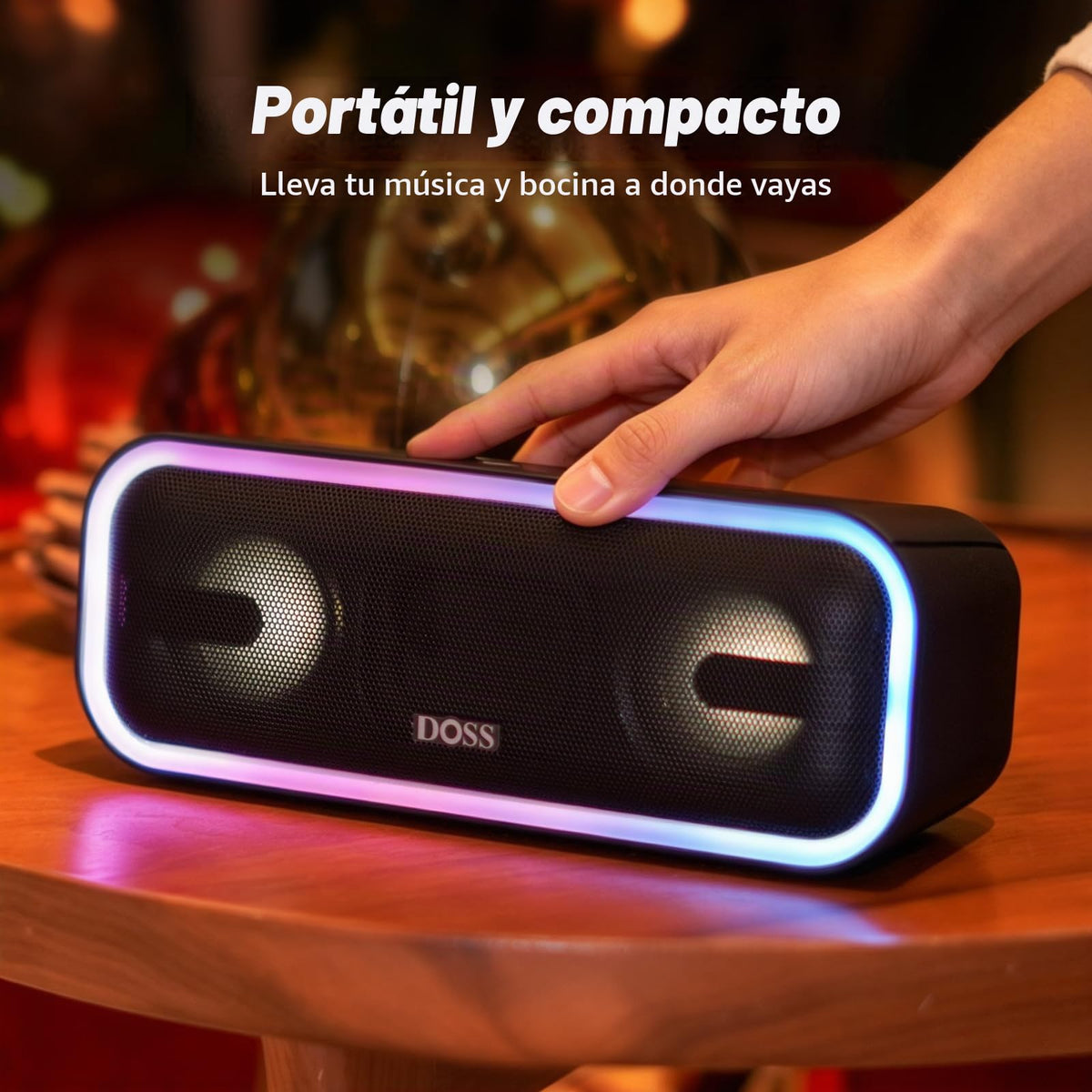 Altavoz Bluetooth Inalámbrico DOSS Negro SoundBox Pro+ con Sonido Impresionante de 24W y Graves Retumbantes