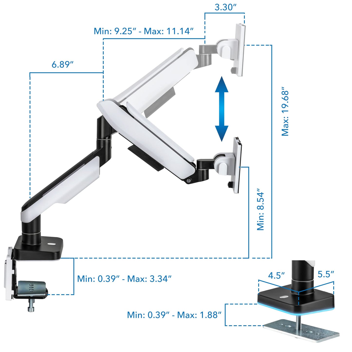 Brazo de Monitor Mount-It! Negro Ultra Ancho de Alta Resistencia para Monitores Curvados de hasta 49 Pulgadas