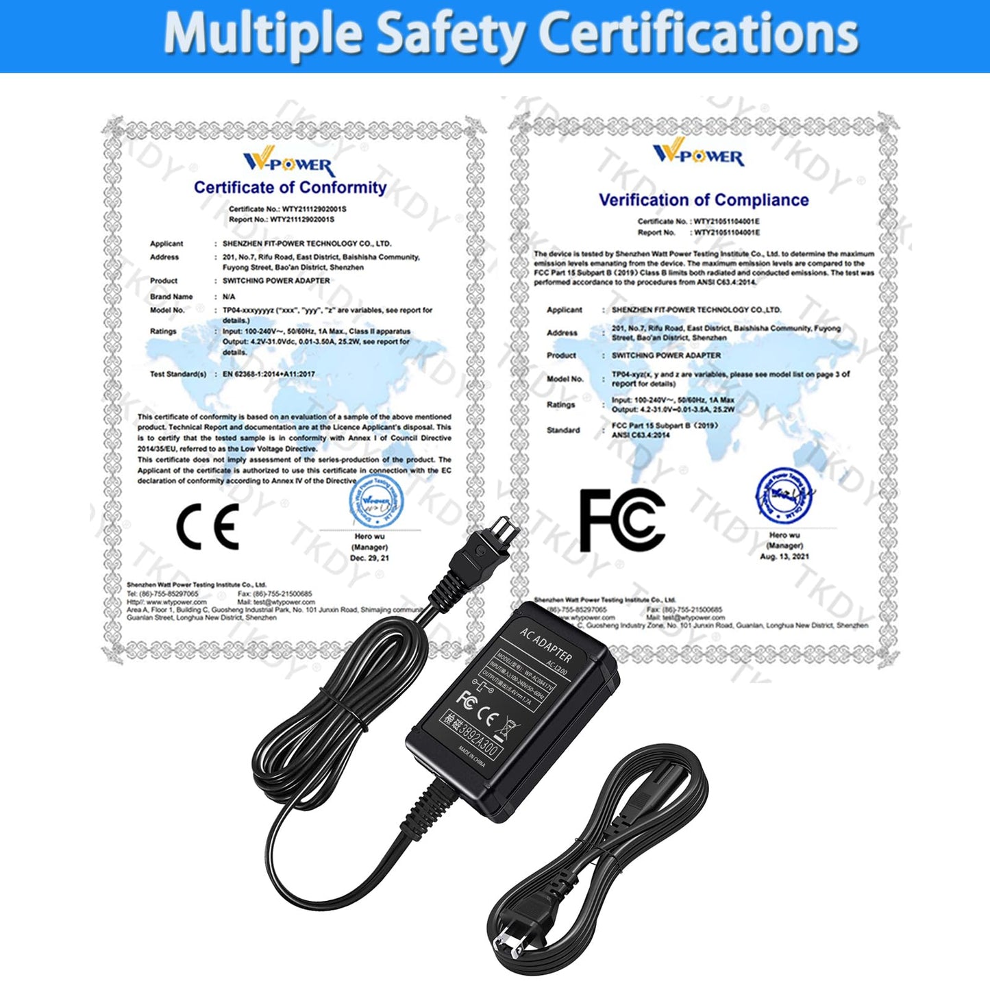 TKDY AC-L200 Camcorder Charger for Sony AC-L200 AC-L200C L200D AC-L25 AC-L25A AC-L25B AC-L25C, fit for Sony Handycam DVD105 DVD108 DVD203 DVD205 DVD305 DVD308 DVD610 DCR-HC85 DCR-HC90 Power Adapter.
