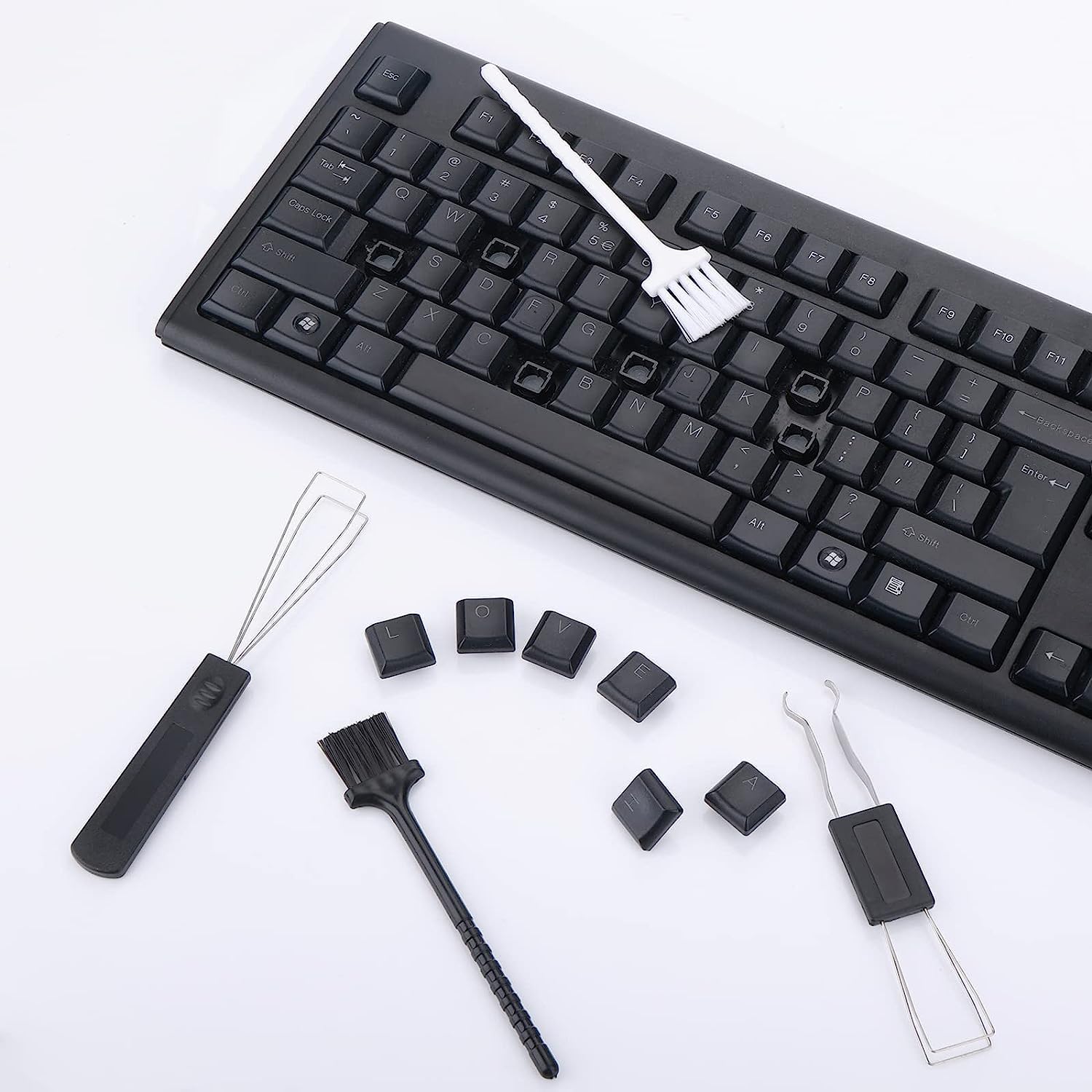 4 Piezas Extractor de Teclas Extractor de Metal Acero Inoxidable Removedor de Teclado con Cepillo para Teclado Herramienta Imprescindible para Teclado y Limpieza del Hogar de Teclado Fijación (4 pcs)
