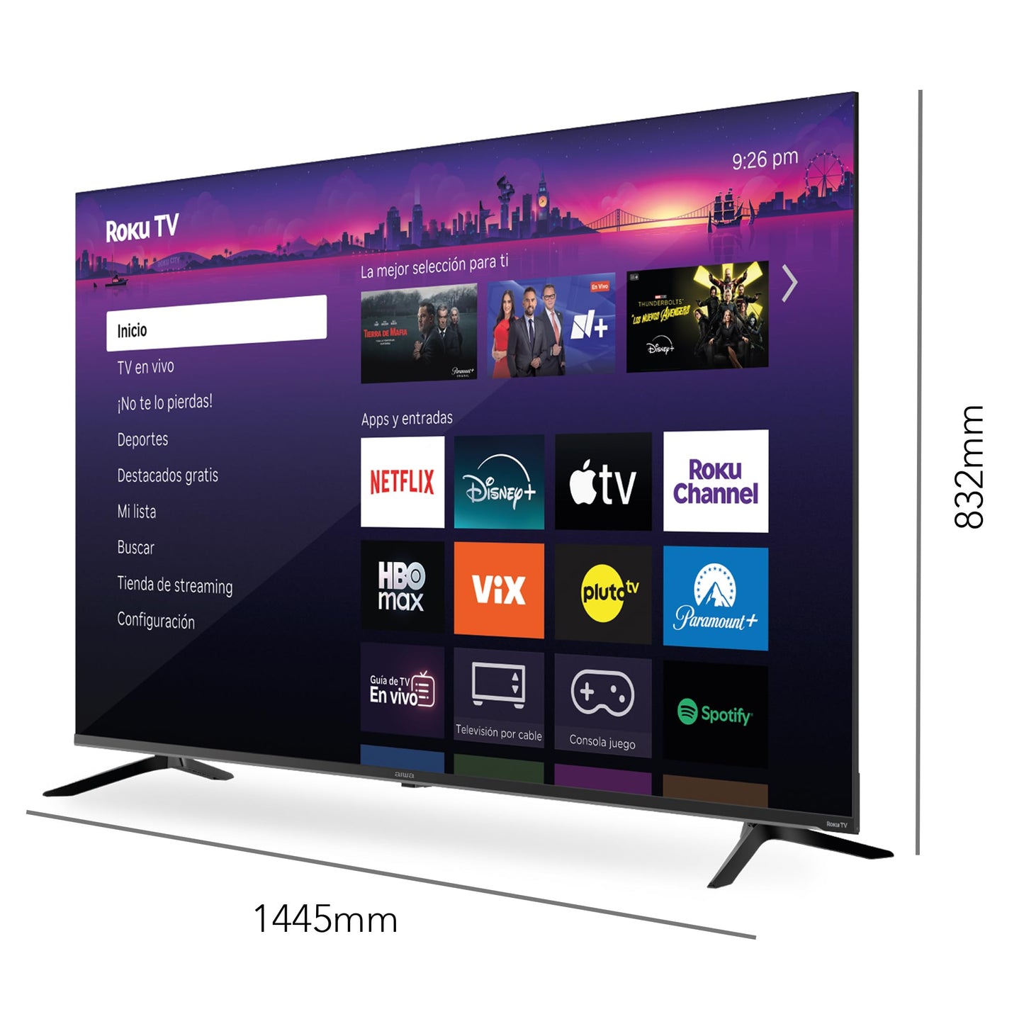 Aiwa Pantalla Smart Tv 65 Pulgadas Qled 4K Uhd Aw65rkq Compatible con Apple Airplay, Homekit, Alexa y Google Home - Roku Tv Integrado con B?squeda por Voz, Hdmi, Wifi y Acceso a Apps de Streaming