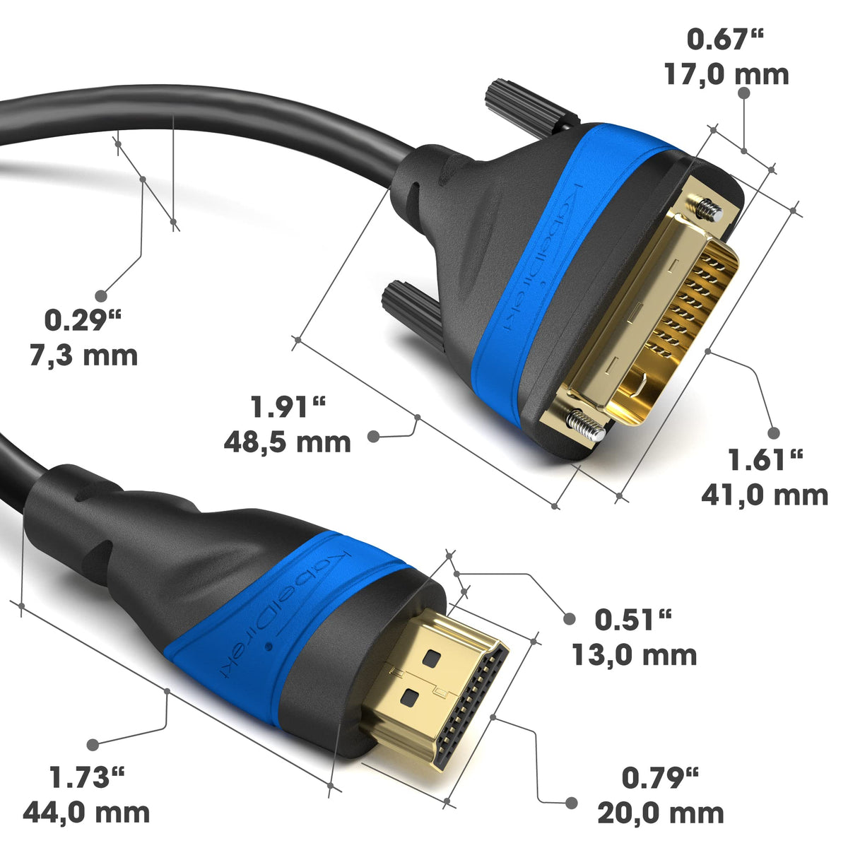 Cable HDMI a DVI KabelDirekt 25ft 7.6m Serie Top